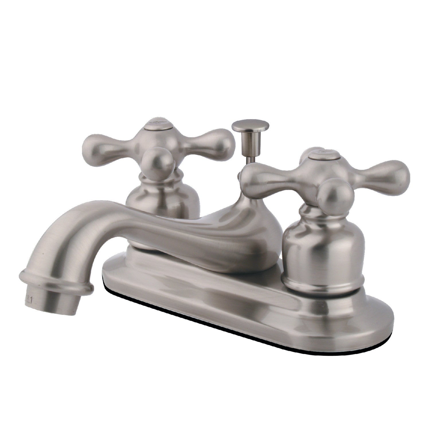 Kingston Heirloom KB608AX - Robinet de salle de bain à double poignée de restauration 3 trous montage sur plage 4-Inch Centerset avec drain à tirette, nickel brossé