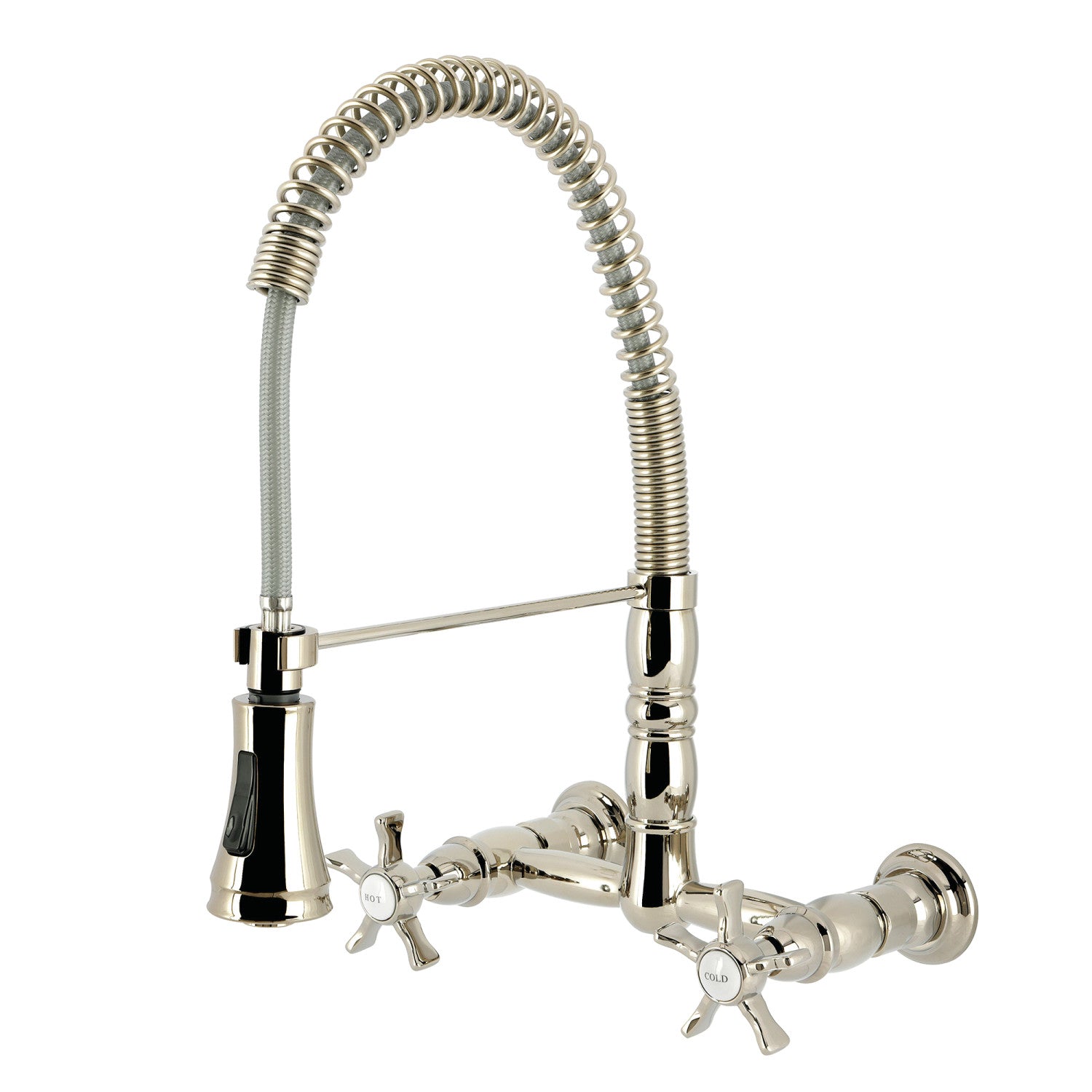 Kingston Tulare GS1246NX - Hamilton Double-Handle 2 trous Wall-Mount Pré-Rinçage Bridge Robinet de cuisine, Nickel poli