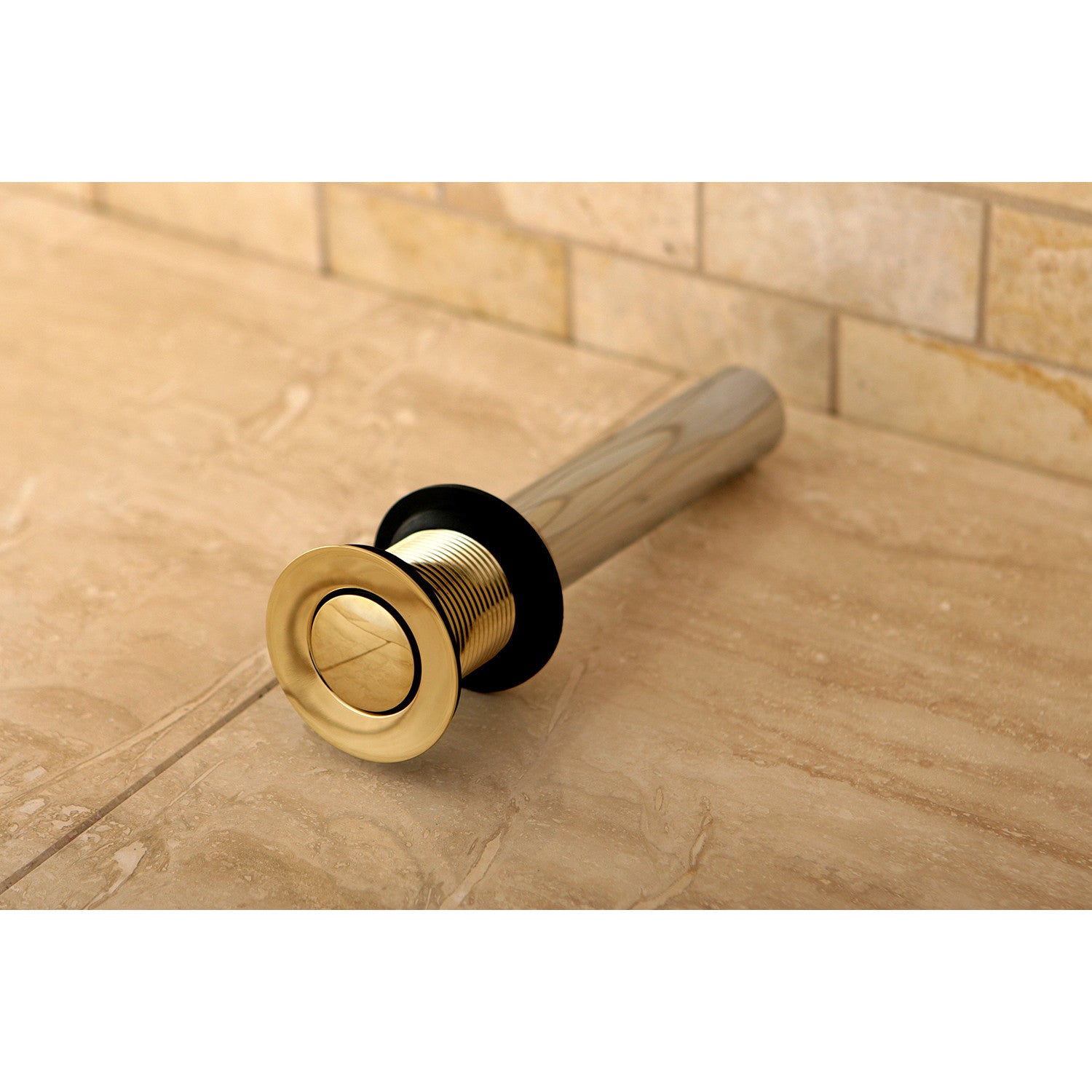 Kingston Trimscape EV8002 Brass Push Pop-Up Bathroom Sink Drain without Overflow, 22 Gauge, Polished Brass
