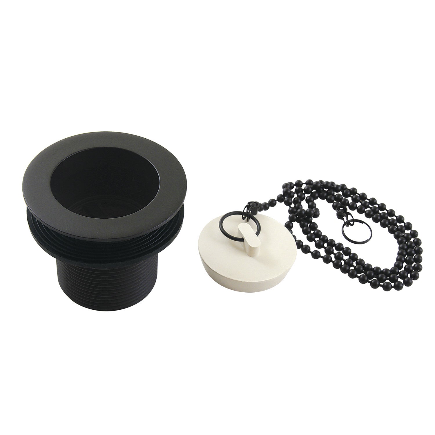 Kingston Heirloom DSP17MB - Made To Match 1-1/2-Inch Chain and Stopper Tub Drain with 1-3/4-Inch Body Thread, Matte Black