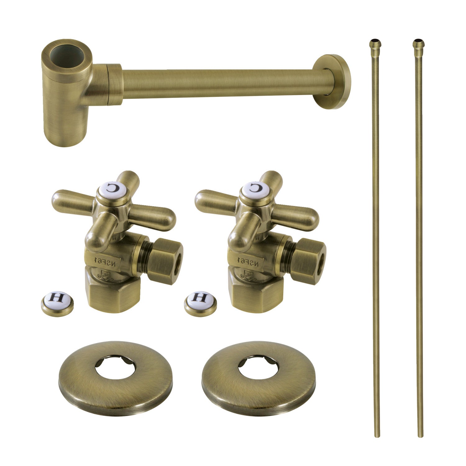 Kingston Tulare KPK803P - Trimscape Modern Plumbing Sink Trim Kit with Bottle Trap, Antique Brass