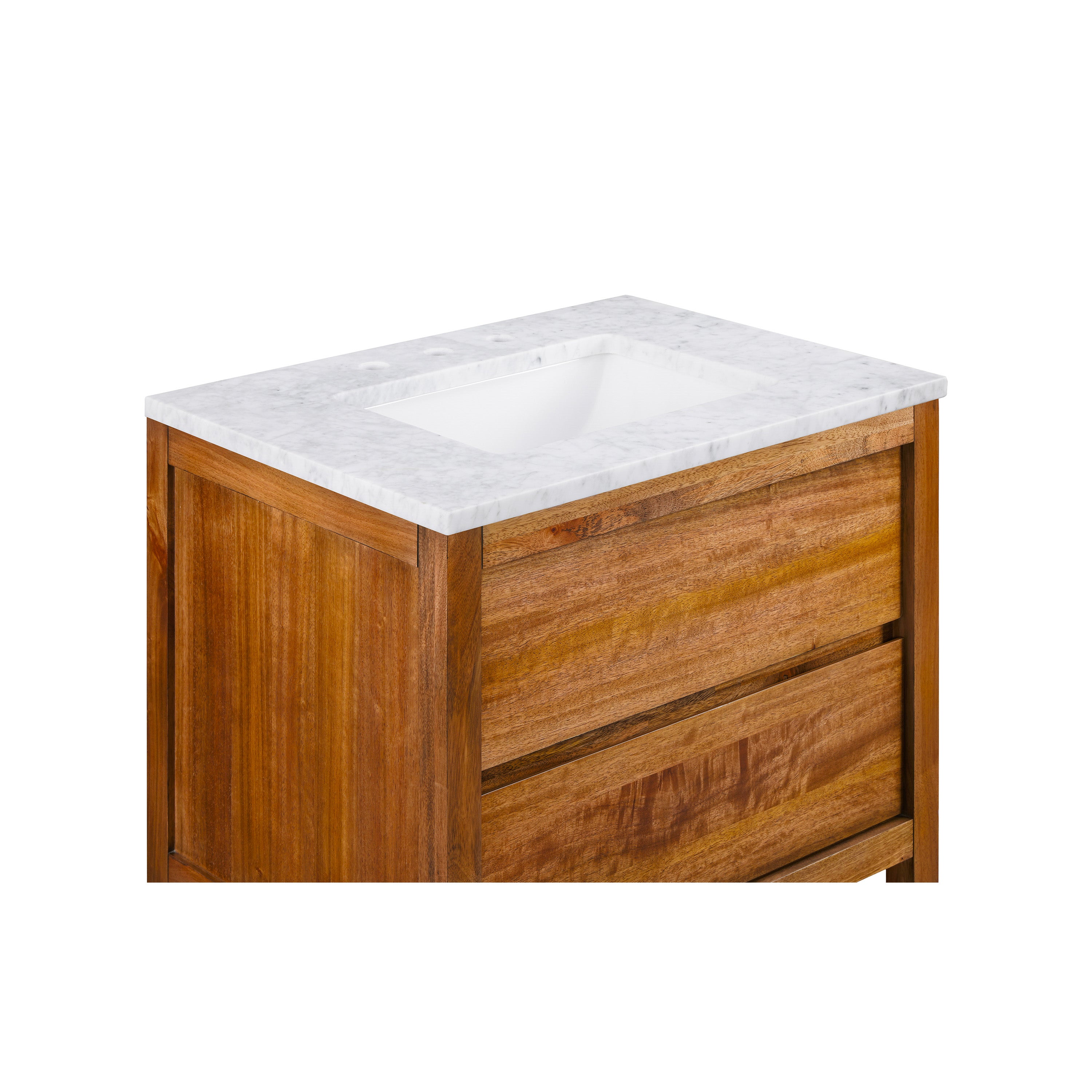 Kingston Luxe OA30CW00MW - 30 in. x 22 in. Bathroom Vanity Single Sink with White Marble Top and White Basin, Mango Wood