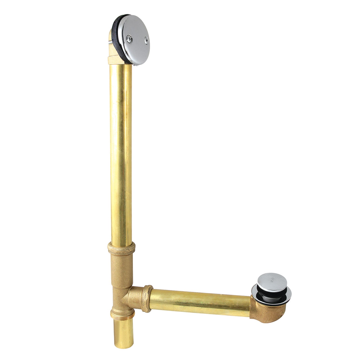 Kingston Tulare DTT2161 - Made To Match 21-Inch Brass Toe Touch Tub Waste and Overflow, Polished Chrome