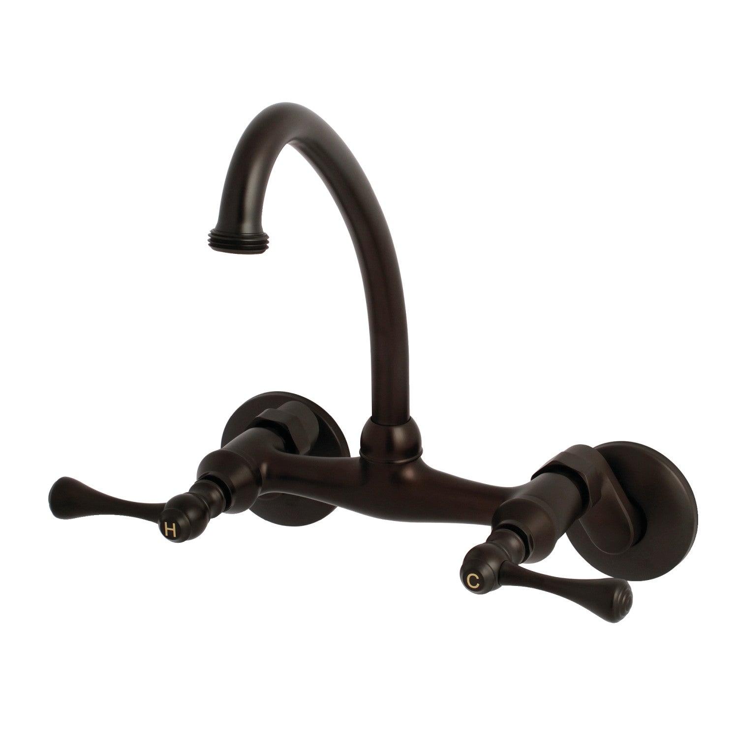 Kingston Tulare KS374ORB - Robinet de lessive à double poignée 2 trous pour montage mural, bronze frotté à l'huile