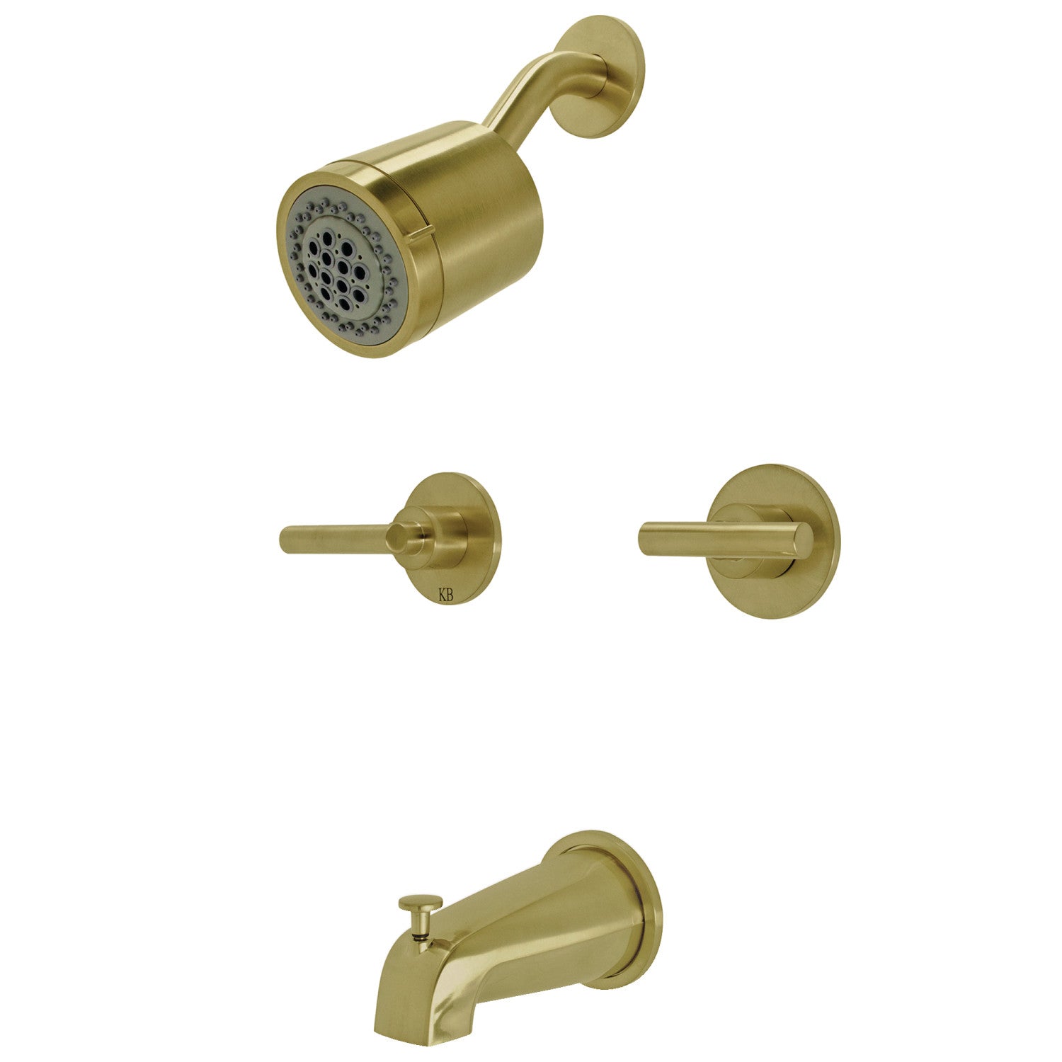 Kingston Sona KBX8147CML - Robinet de baignoire et de douche à double poignée Manhattan, laiton brossé