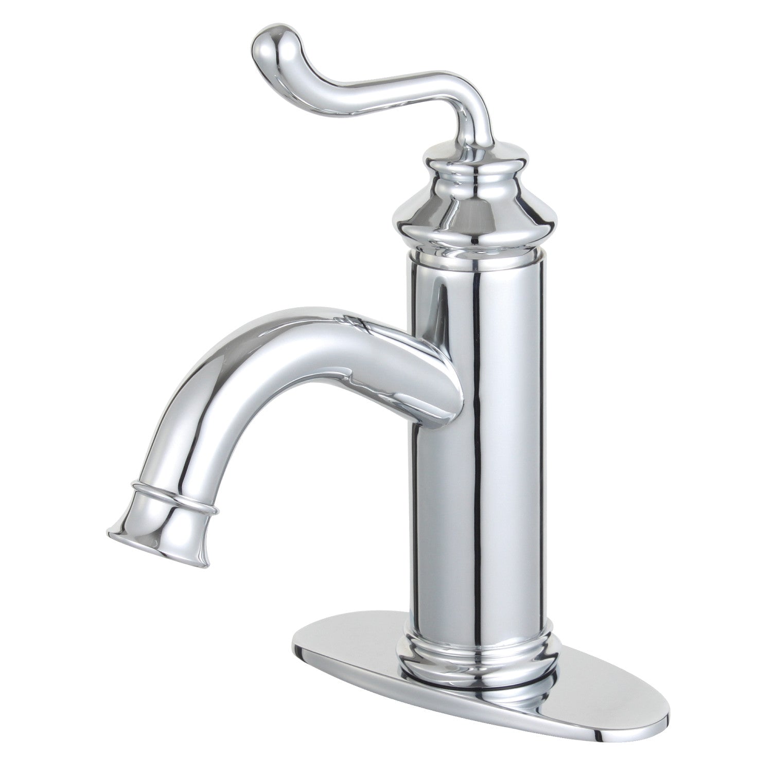 Kingston Heirloom LS5411RL - Royale Robinet de salle de bain à une poignée 1 trou avec plaque de pont et bonde à tirette, chrome poli