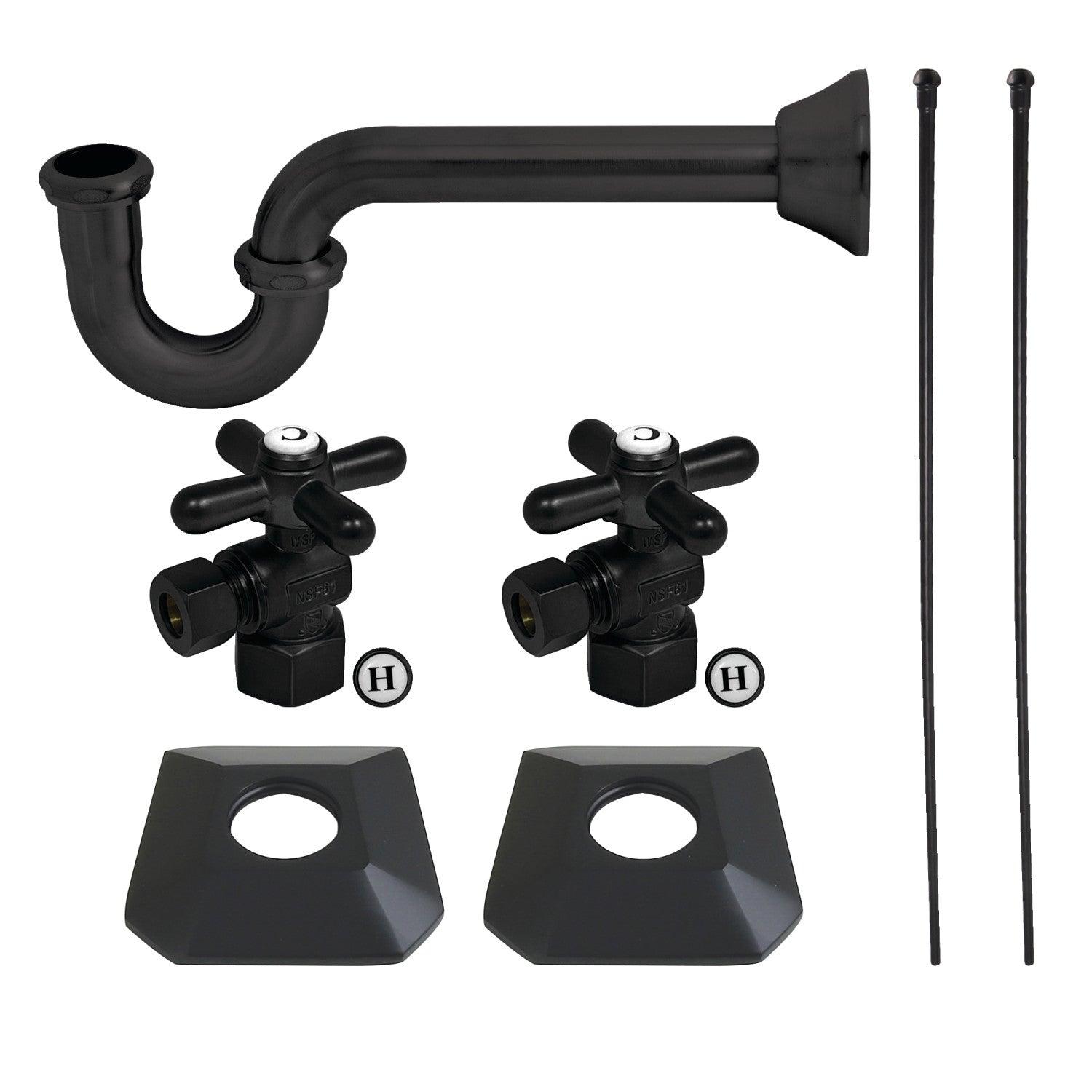Kingston Tulare KPK130P0 - Trapeze Modern Plumbing Sink Trim Kit with P-Trap, Matte Black