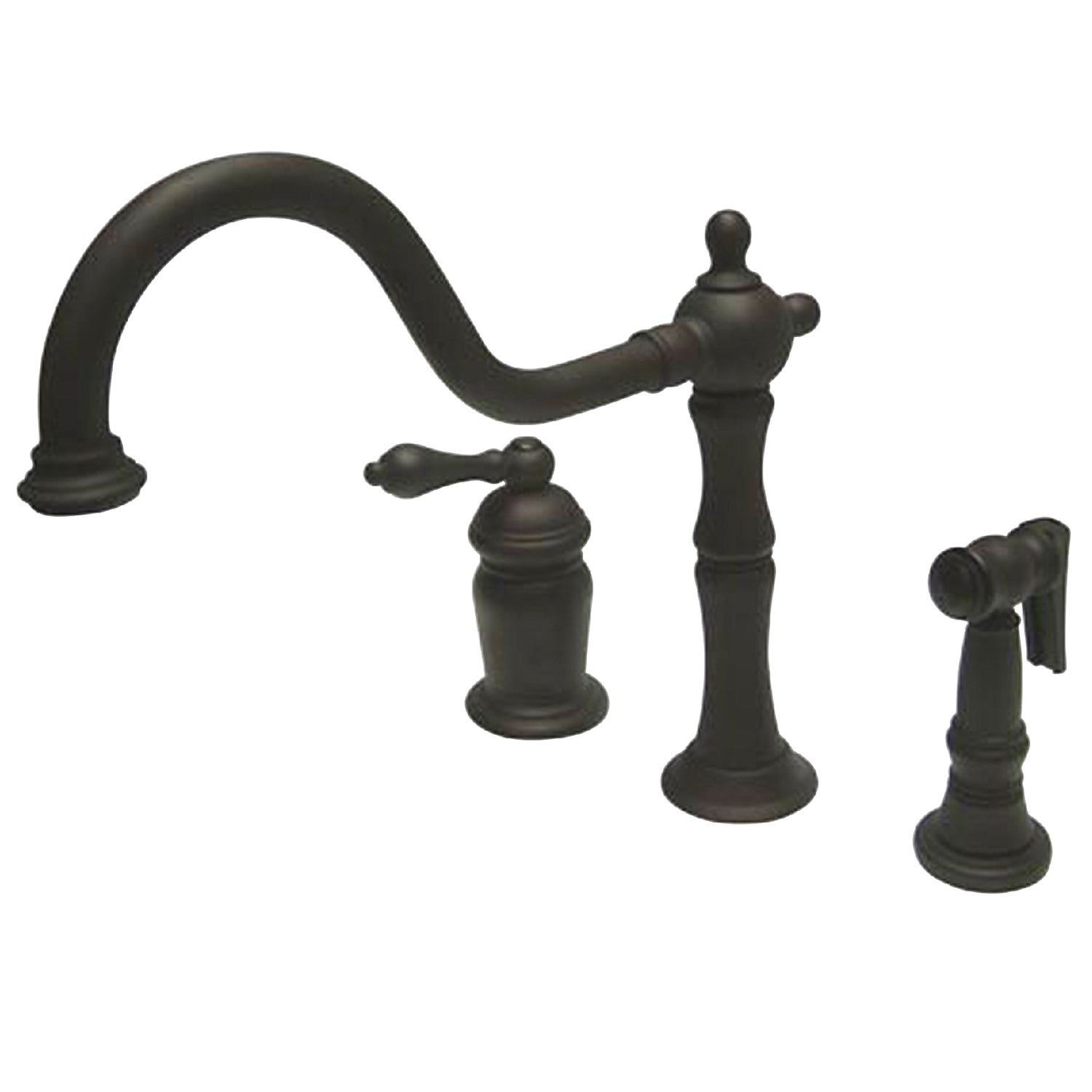 Kingston Heirloom KS1815ALBS - Heritage Single-Handle 3-Hole Widespread Kitchen Faucet with Brass Sprayer, Oil Rubbed Bronze