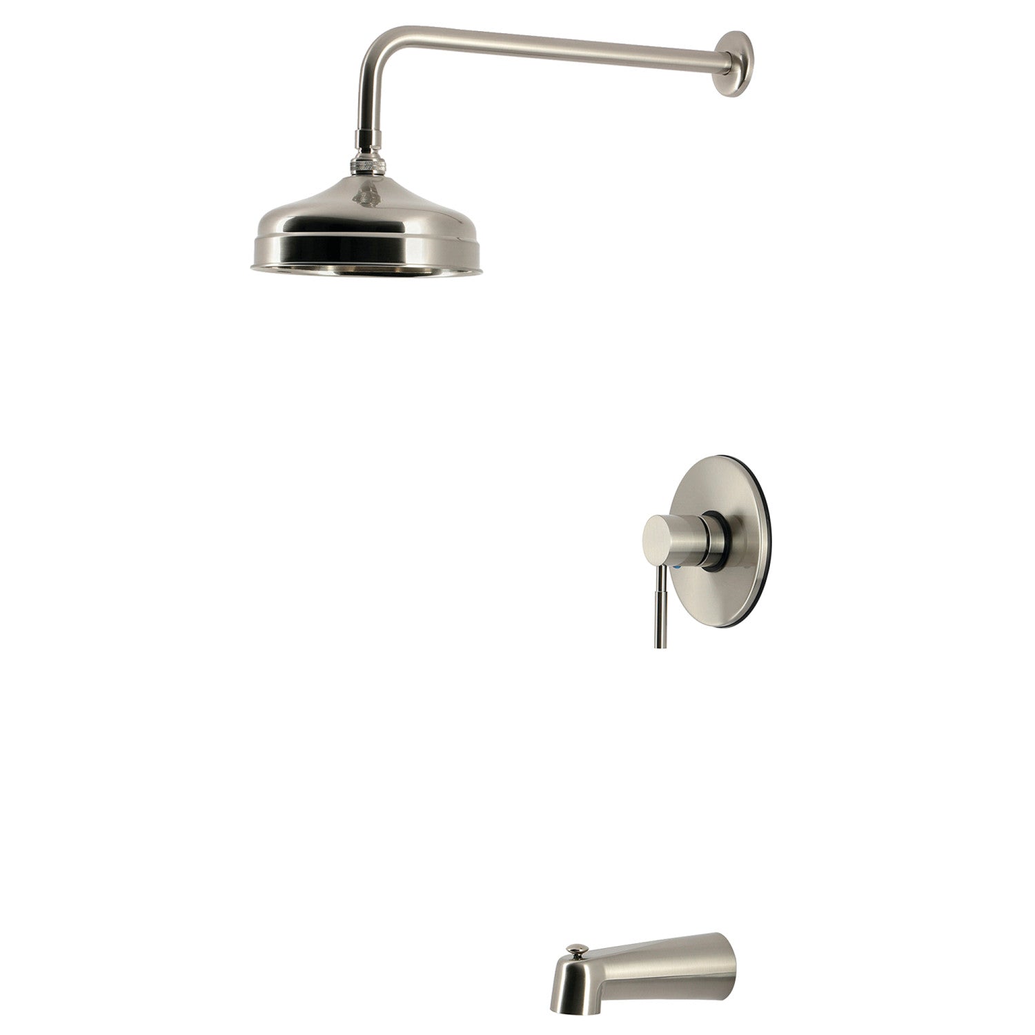 Kingston Concord KB4698DLT Robinet de baignoire et de douche équilibré à une seule poignée, nickel brossé