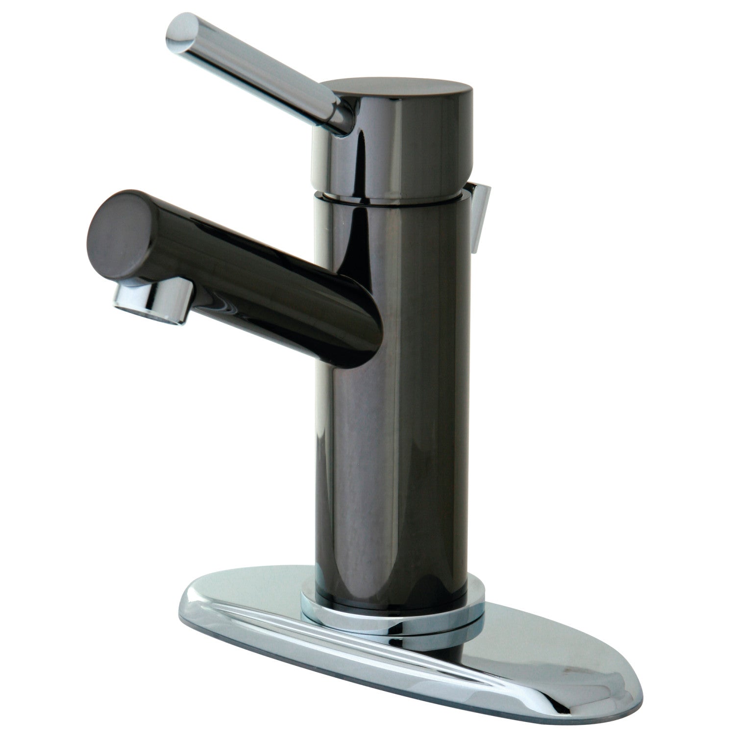 Kingston eau Onyx NS8427DL monomanche 1-ou-3 trou pont montage 4-pouce Centerset robinet de salle de bains avec laiton à tirette, acier inoxydable noir / chrome poli