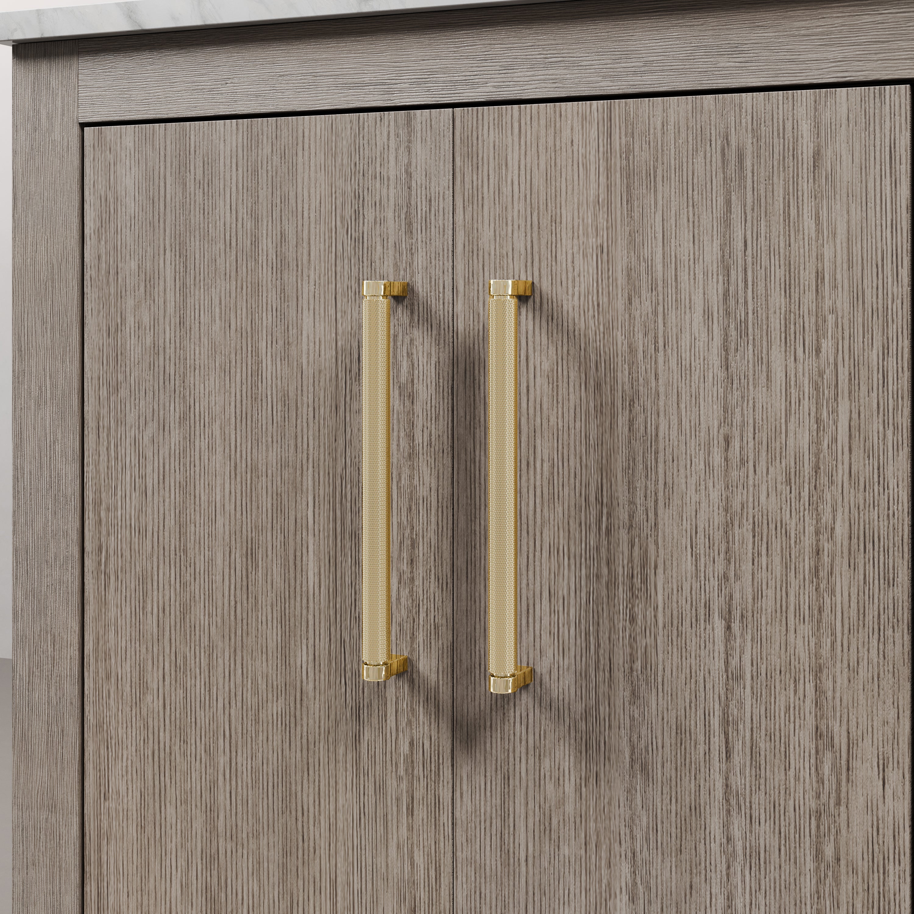 Kingston Luxe HU30CW06GK - 30 in. x 22 in. Bathroom Vanity Marble Top and White Basin, Grey Oak