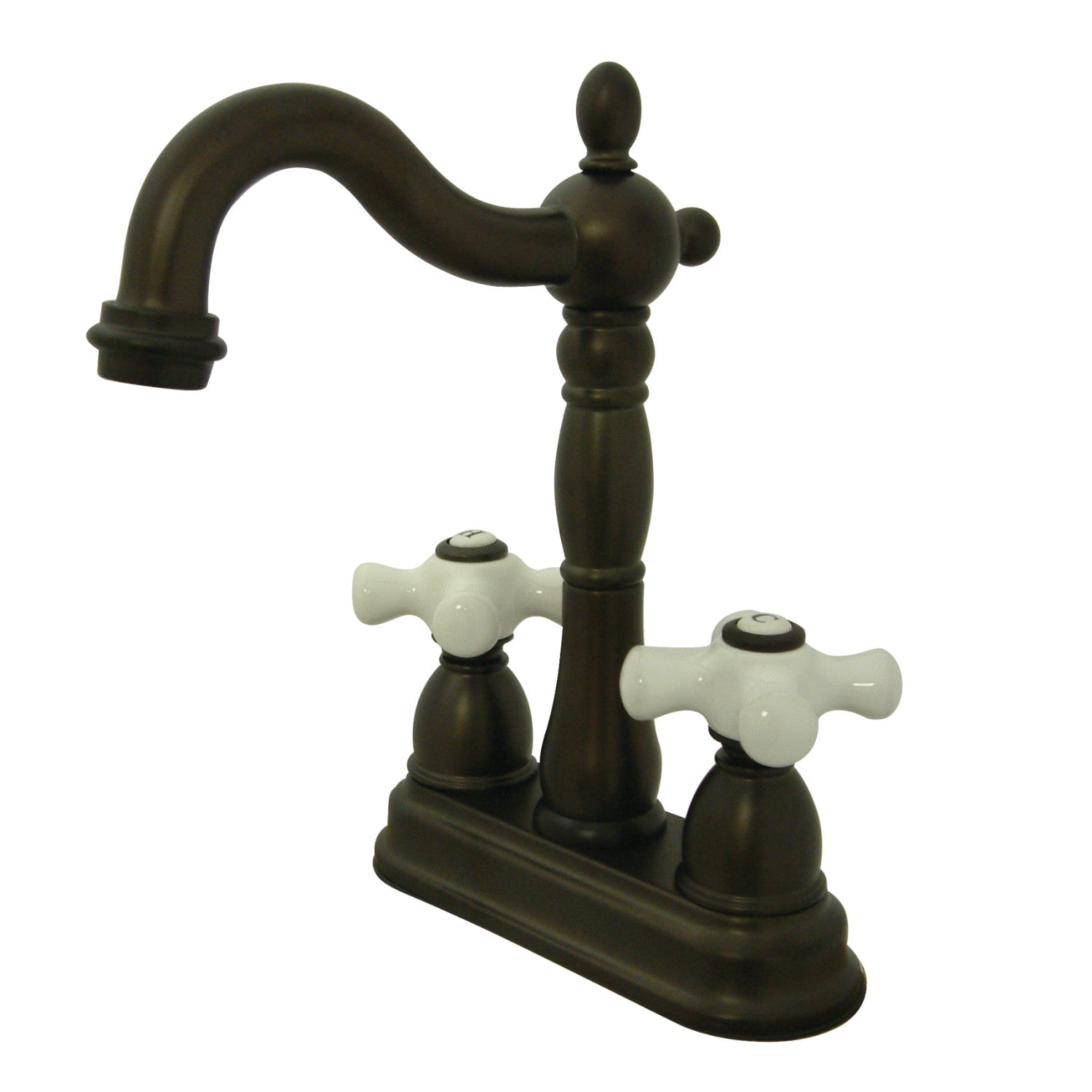 Kingston Heirloom KB1495PX - Robinet de barre de plate-forme à deux poignées Heritage 2 trous, bronze frotté à l'huile
