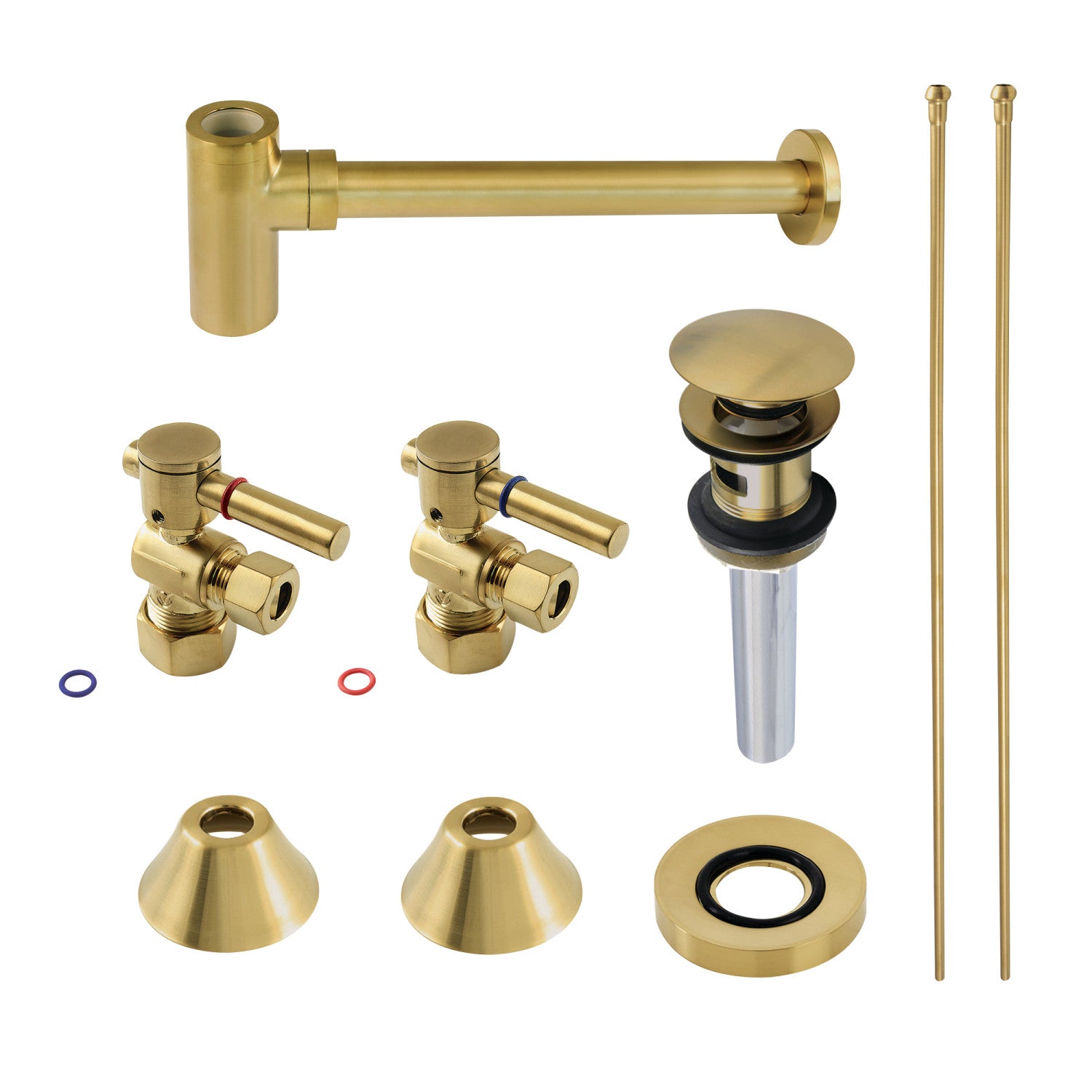 Kingston Sona CC53307DLVOKB30 - Trimscape Modern Plumbing Sink Trim Kit with Bottle Trap and Overflow Drain, Brushed Brass