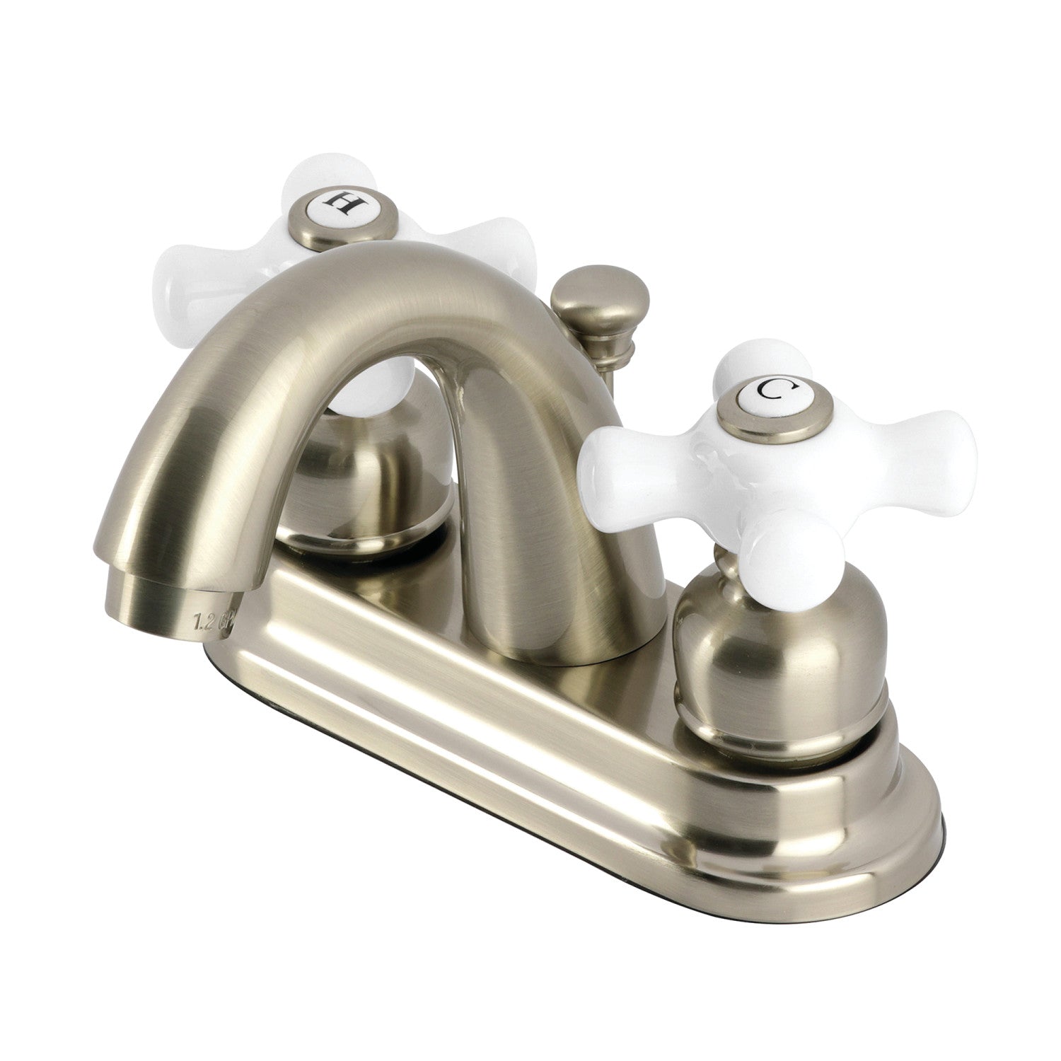 Kingston Heirloom GKB5618PX - Robinet de salle de bain à double poignée de restauration 3 trous montage sur plage 4-Inch Centerset avec drain à tirette, nickel brossé
