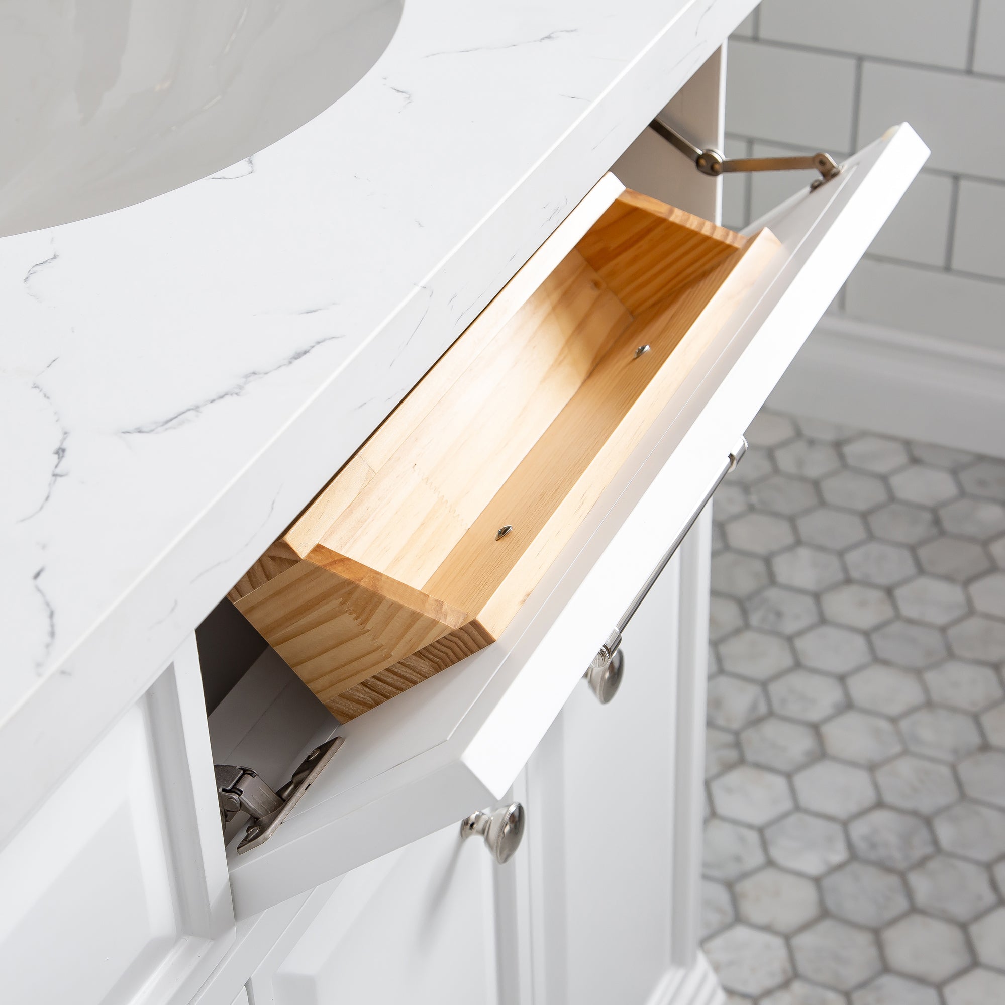 Kingston Luxe PA72QZ05PW - 72 in. x 22 in. Bathroom Vanity Quartz Top and White Basin, Pure White