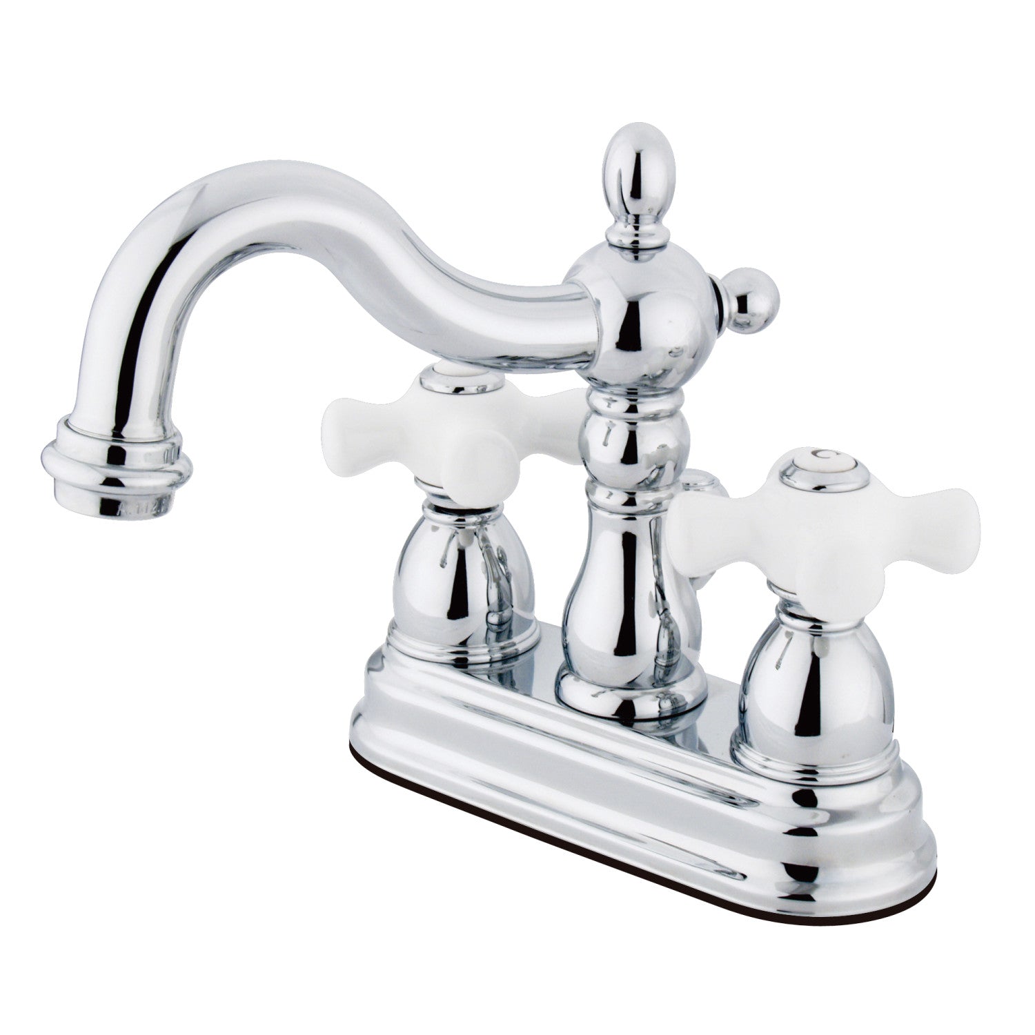 Kingston Heirloom KB1601PX - Heritage Double-Handle 3-Hole Deck Mount 4-Inch Centerset Bathroom Faucet with Pop-Up Drain, Polished Chrome