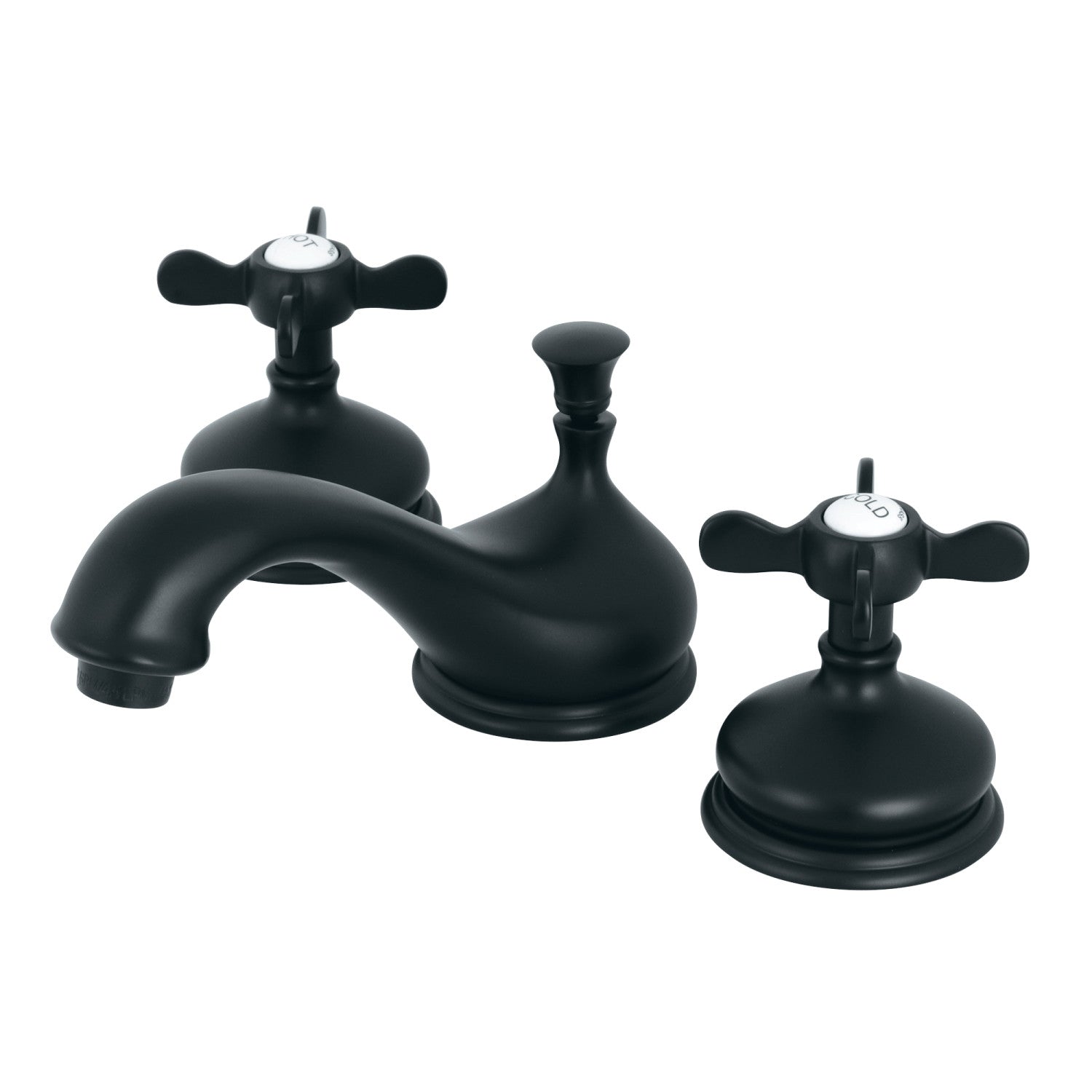 Kingston Heirloom KS1160BEX - Essex à deux poignées 3 trous montage sur plage Robinet de salle de bain à entraxe large avec à tirette en laiton, noir mat