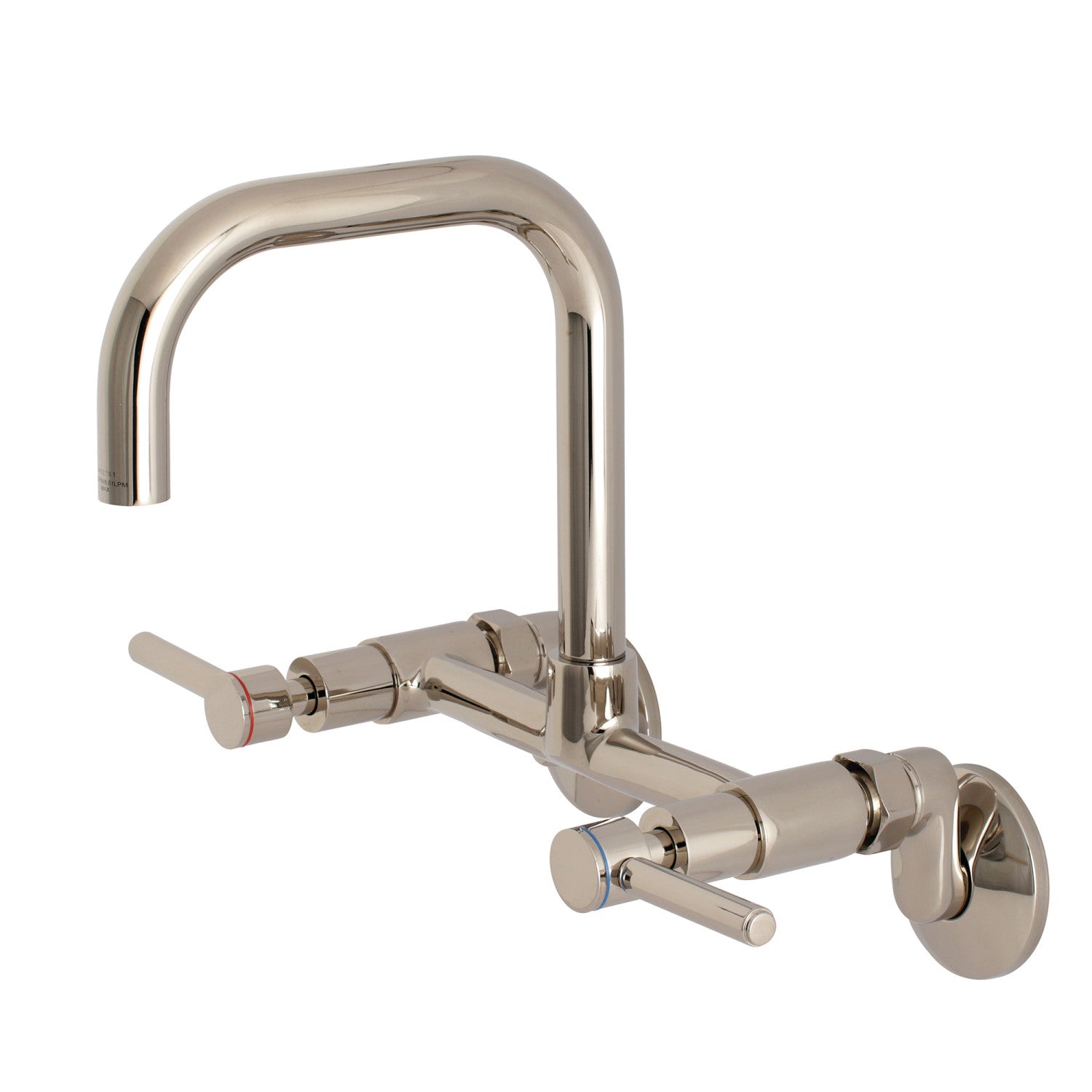 Kingston Sona KS813PN - Robinet de cuisine à deux poignées Concord 2 trous Wall Mount Bridge, nickel poli