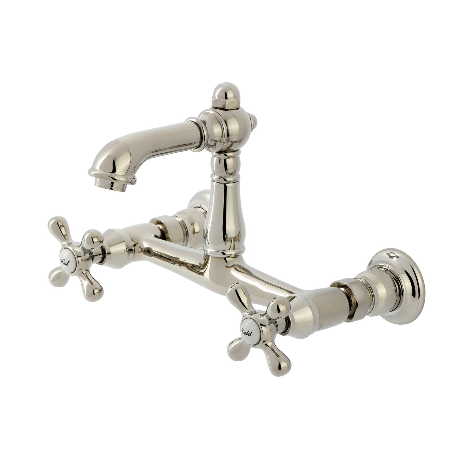 Kingston Heirloom KS7256AX - Robinet de salle de bain double poignée de pays anglais 2 trous, nickel poli