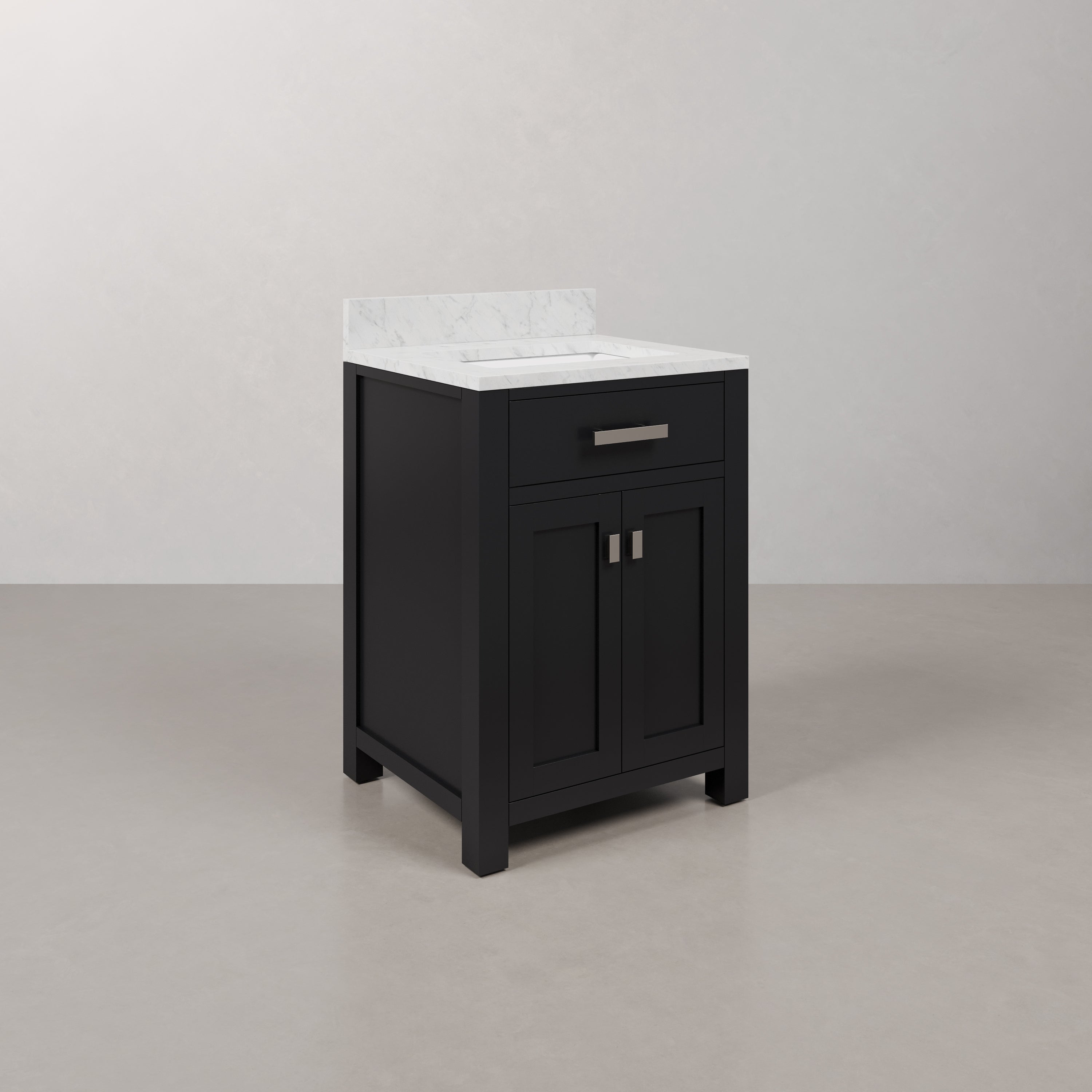 Kingston Luxe MS24CW01ES - 24 in. x 21.5 in. Bathroom Vanity Single Sink with Carrara White Marble Top, Espresso