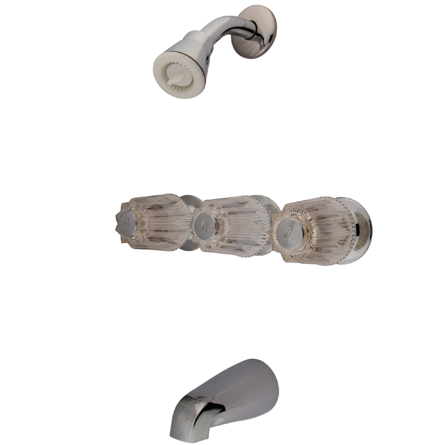 Kingston KF110C Robinet de baignoire et de douche à triple poignée, chrome poli