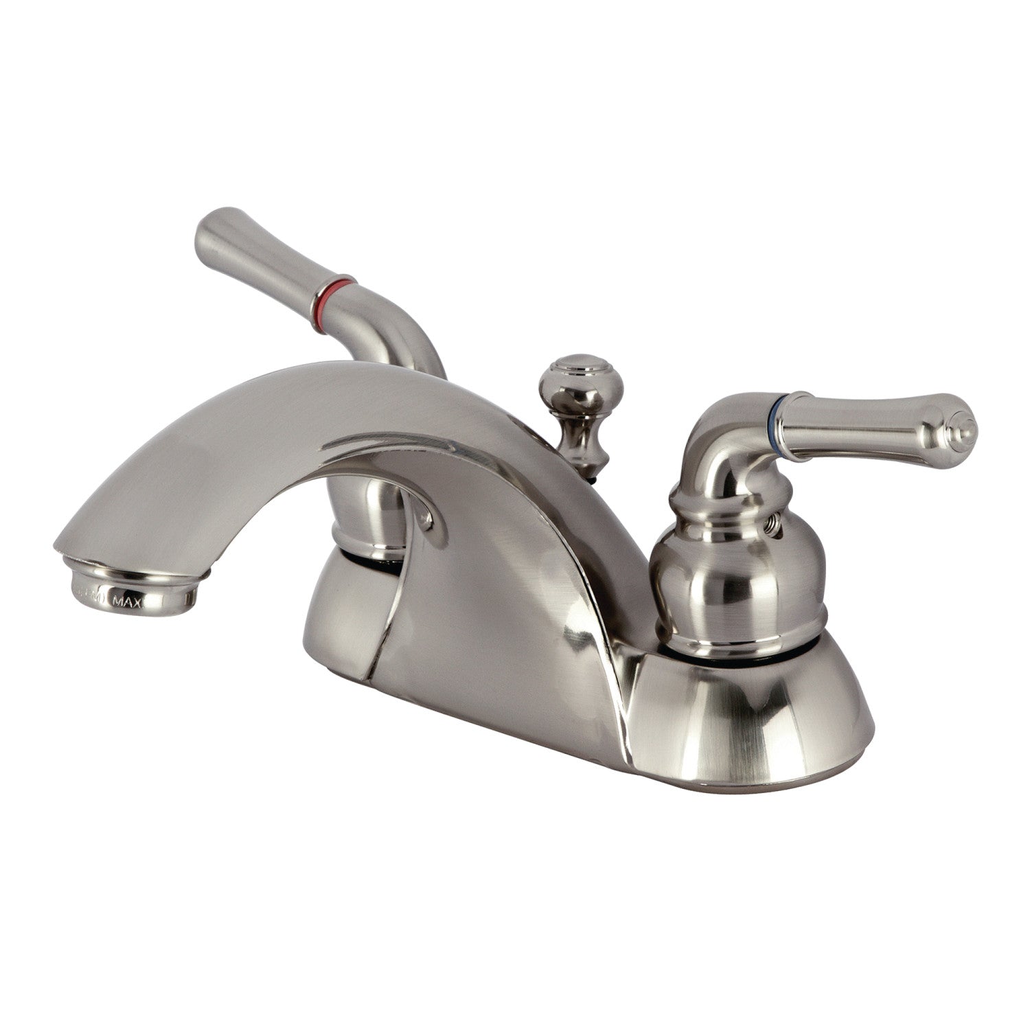 Kingston Tulare KB2628 - Naples Double-Handle 3-Hole Deck Mount 4-Inch Centerset Bathroom Faucet with ABS Pop-Up Drain, Brushed Nickel