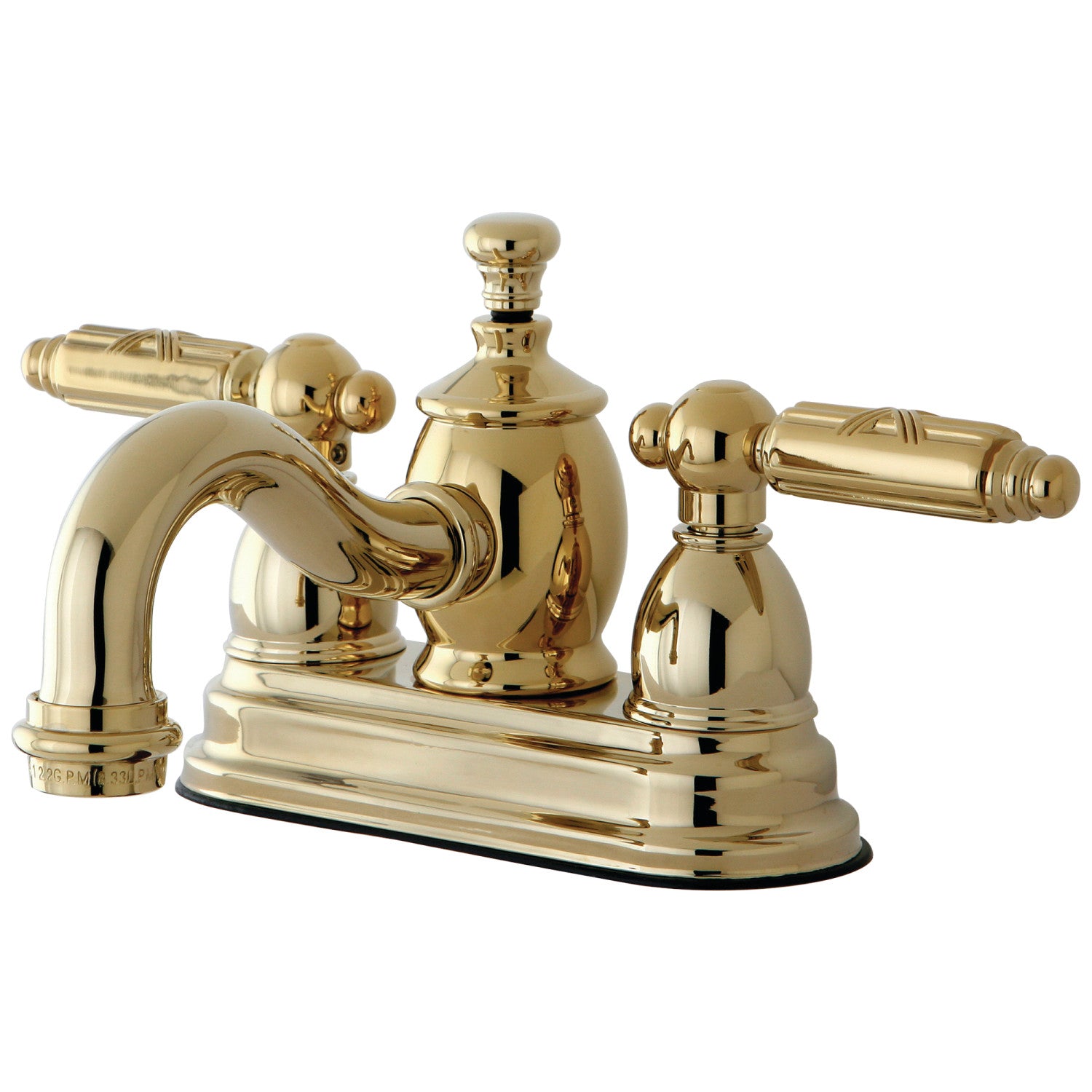 Kingston Heirloom KS7102GL - Georgian Double-Handle 3 trous montage sur plage 4-Inch Centerset Robinet de salle de bains avec laiton à tirette, laiton poli