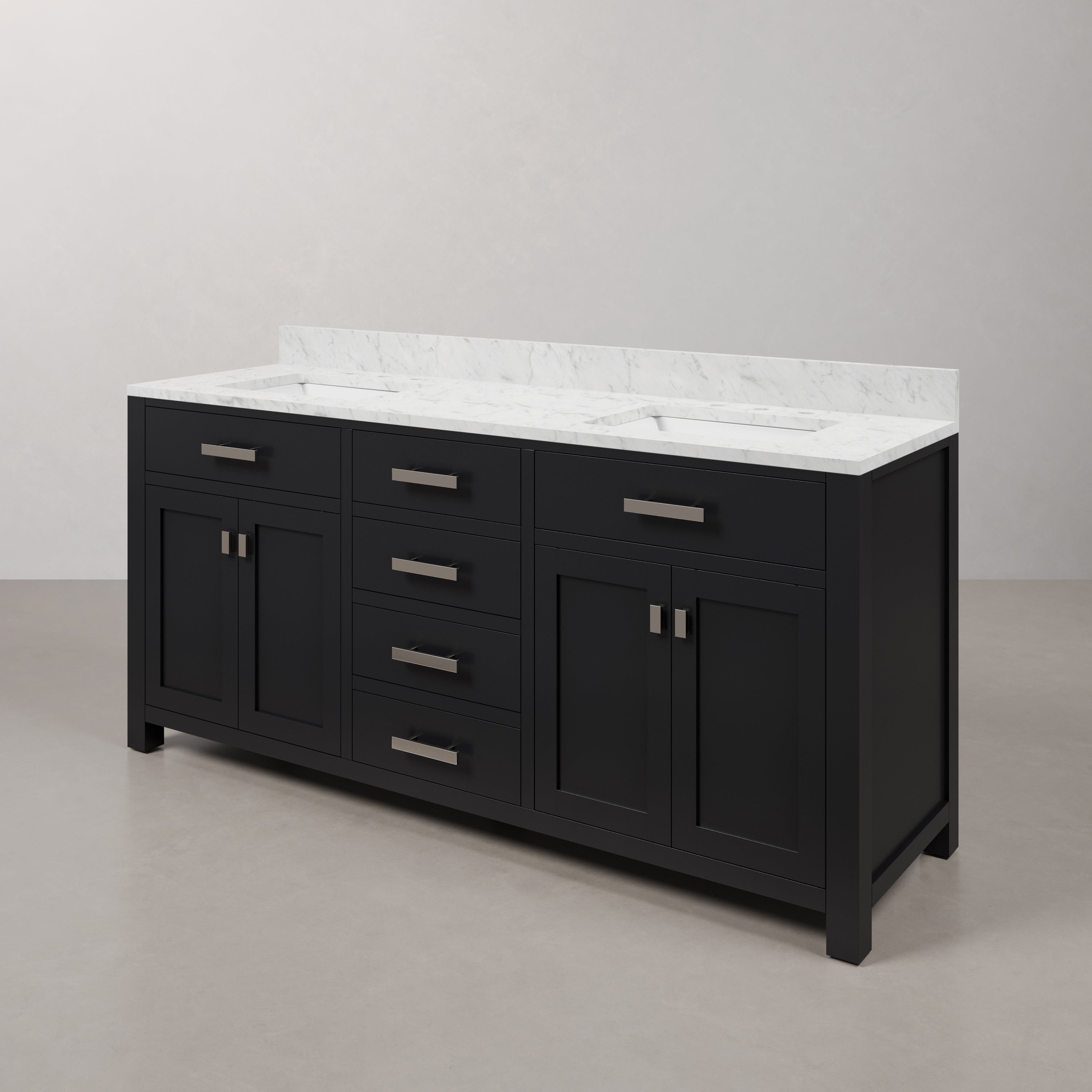 Kingston Luxe MS72CW01ES - 72 in. x 21.5 in. Bathroom Vanity Double Sink with Carrara White Marble Top, Espresso
