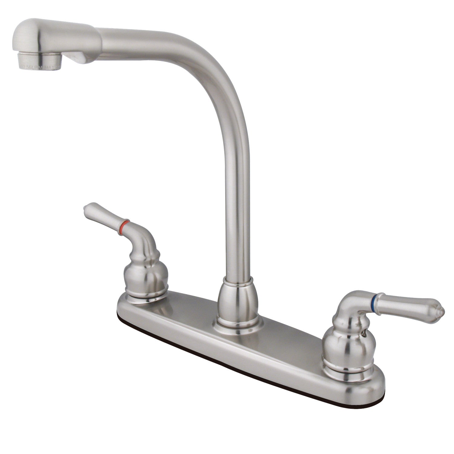 Kingston Tulare KB758LS - Robinet de cuisine à deux poignées Magellan 2 trous 8", Nickel brossé