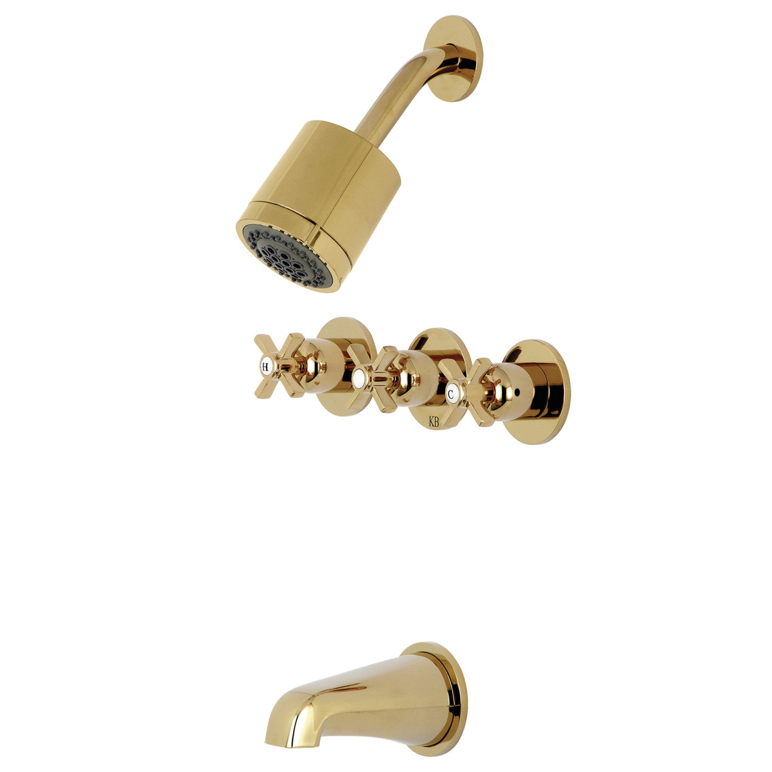 Kingston Tulare KBX8132ZX - Robinet de baignoire et de douche à triple poignée Millennium, laiton poli
