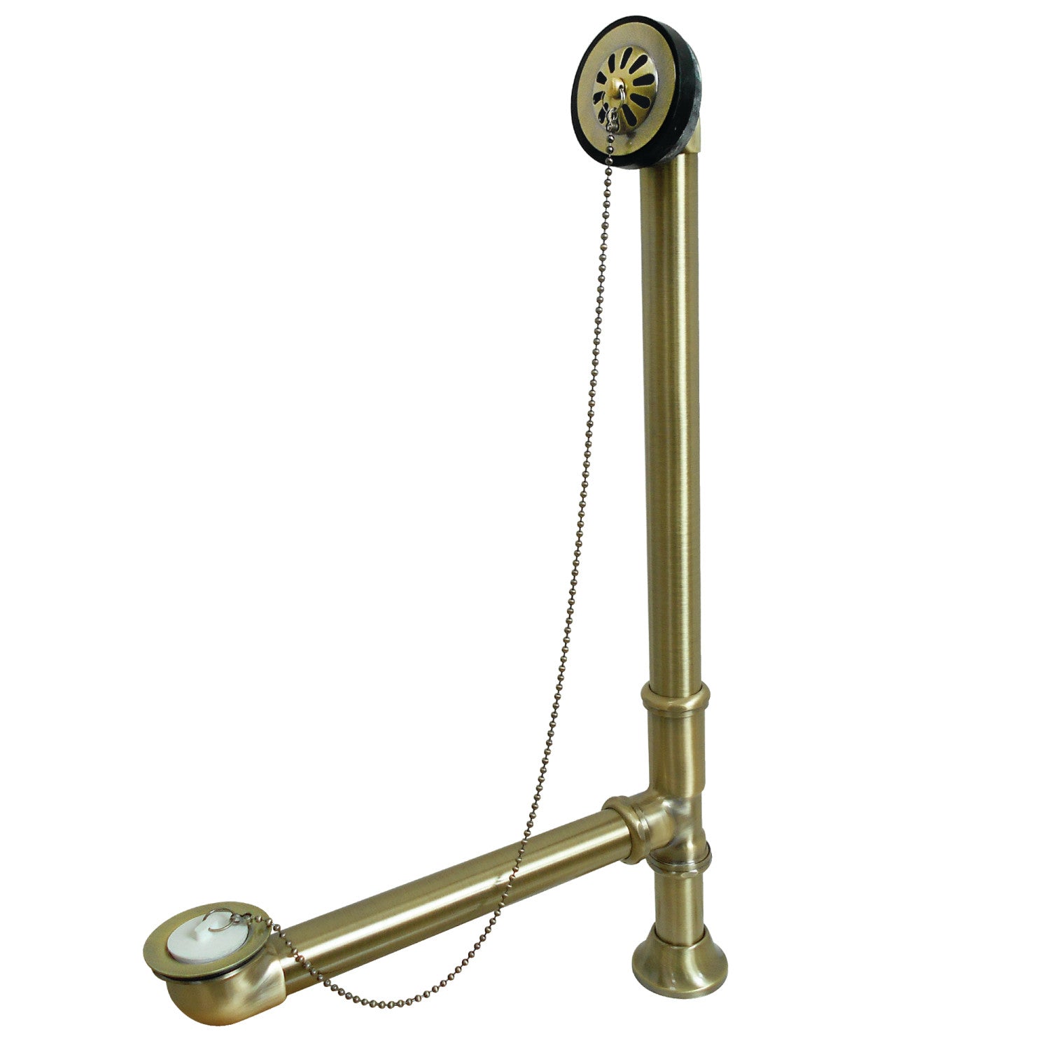 Kingston Heirloom CC2093 - Vintage Brass Chain and Stopper Tub Waste and Overflow, Antique Brass