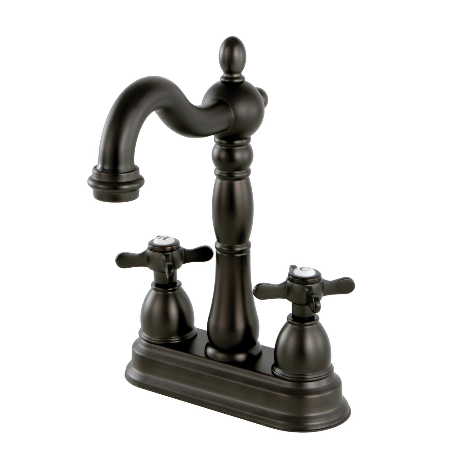 Kingston Heirloom KB1495BEX - Robinet de bar à deux poignées Essex 2 trous, bronze frotté à l'huile