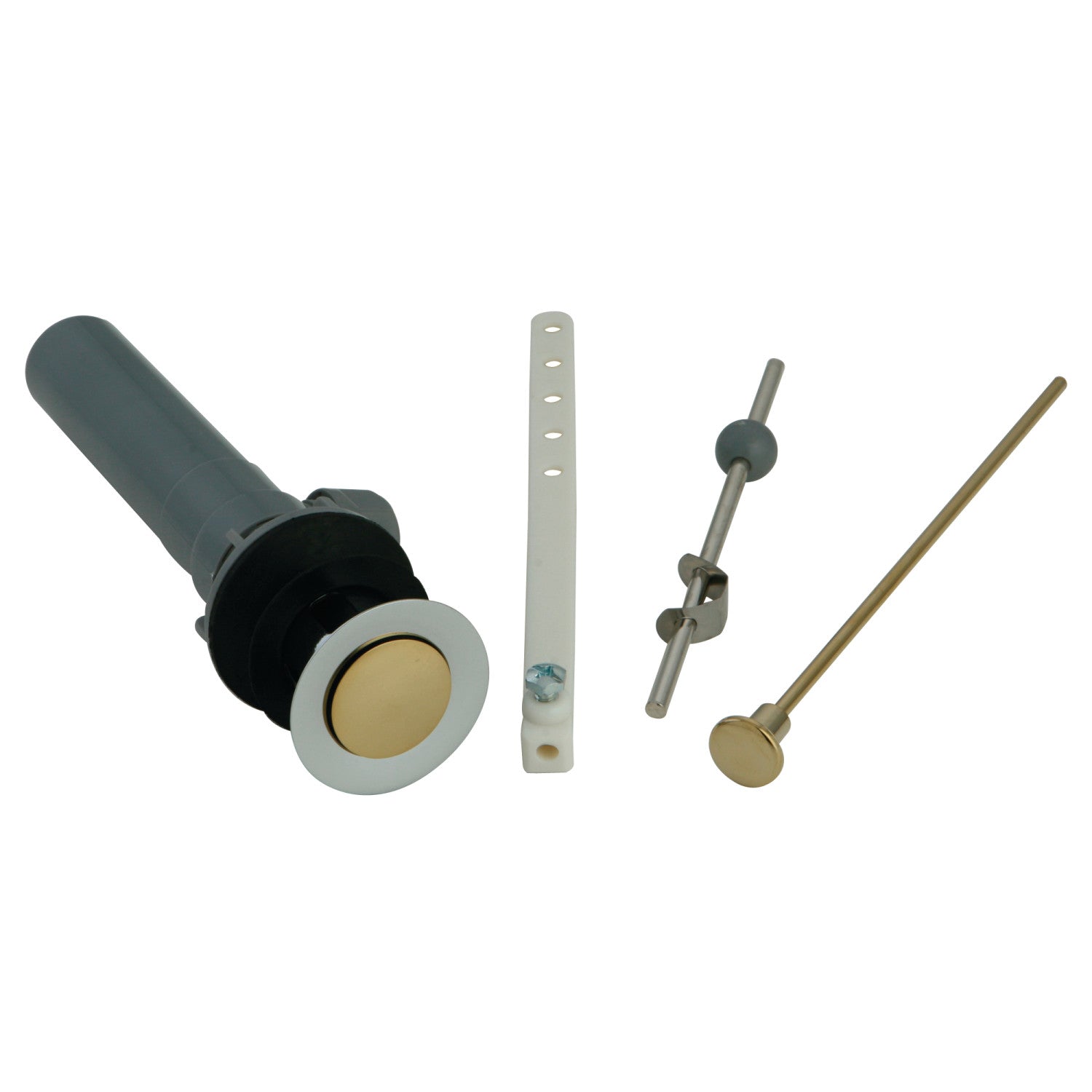 Kingston KBP1004 Plastic Pop-Up Bathroom Sink Drain with Overflow, Polished Chrome/Polished Brass