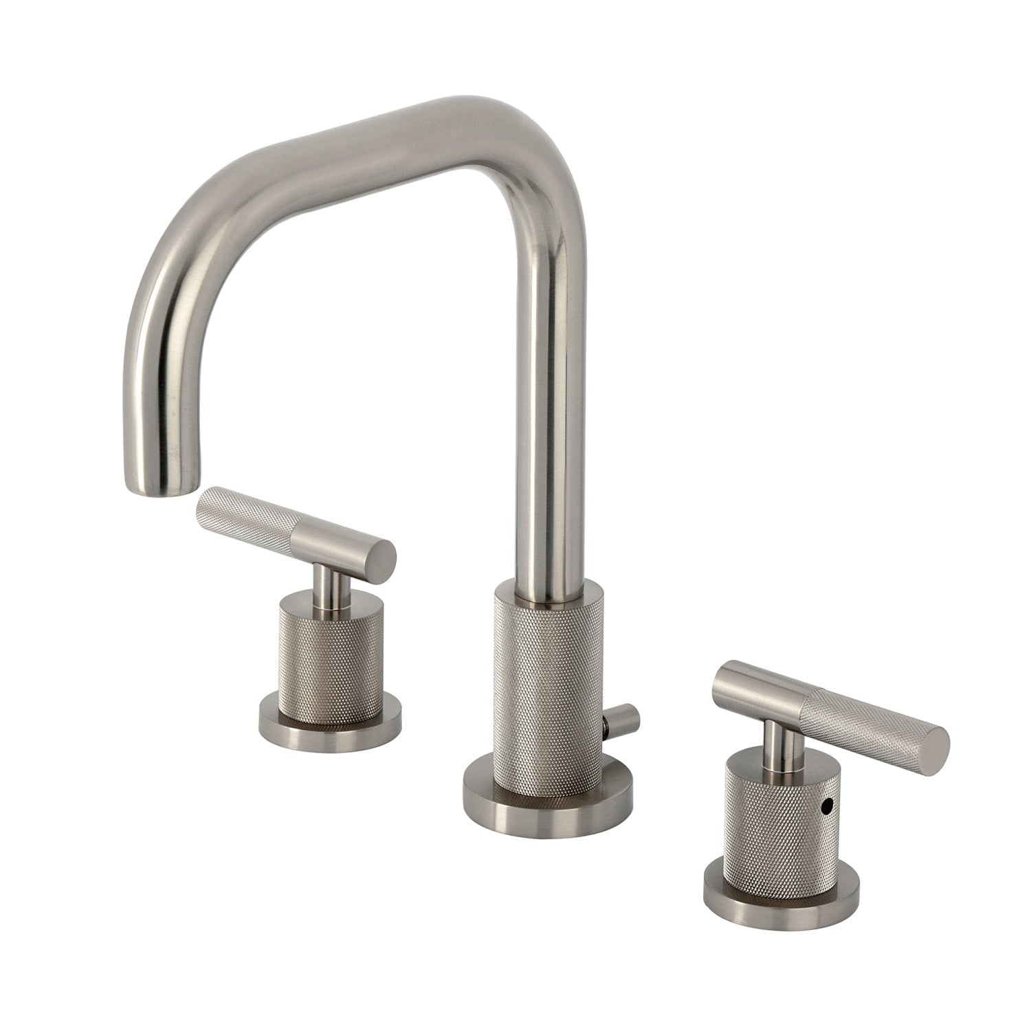 Kingston Sona FSC8938KNL - Robinet de salle de bains polyvalent à deux poignées convergentes 3 trous avec poignée moletée et à tirette en laiton, nickel brossé