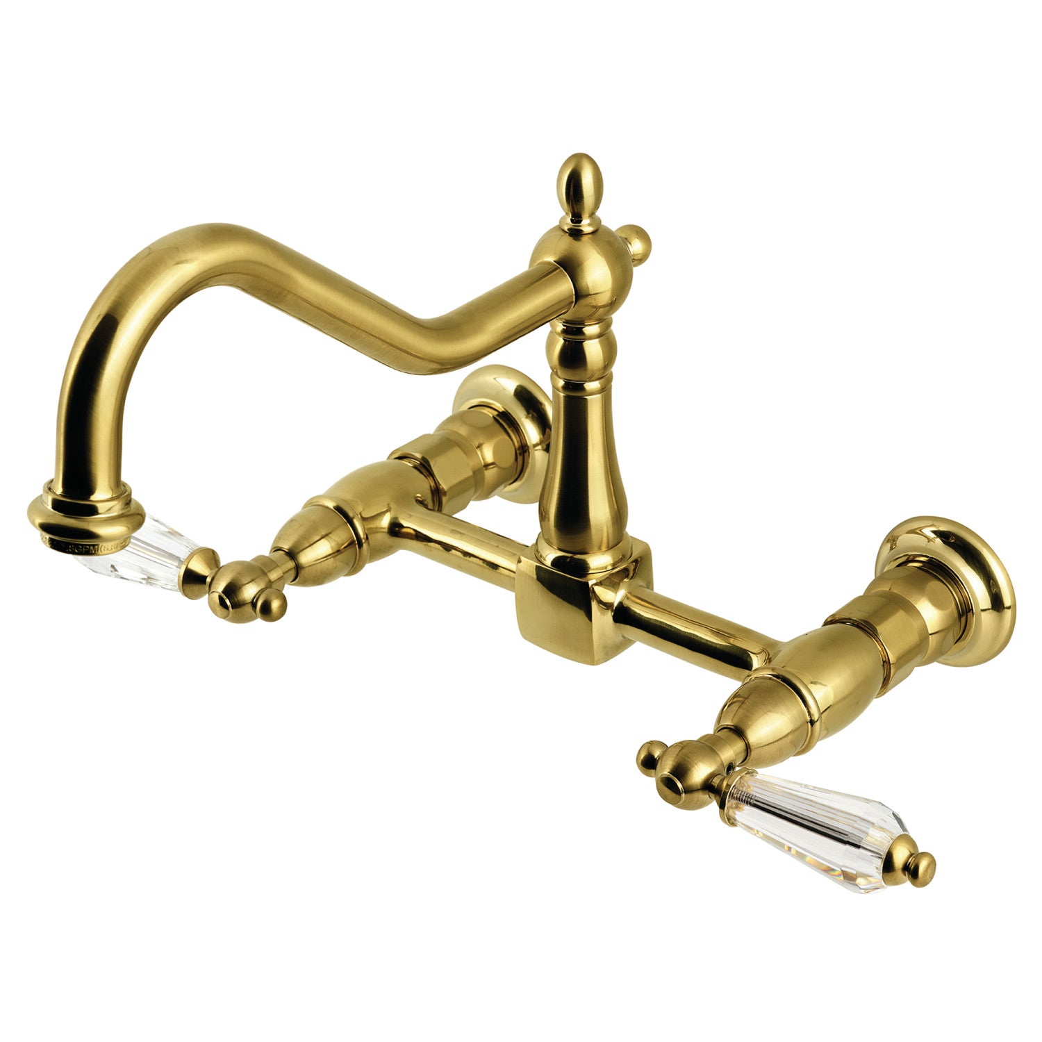 Kingston Heirloom KS1247WLL - Wilshire Robinet de cuisine à deux poignées 2 trous Wall Mount Bridge, laiton brossé