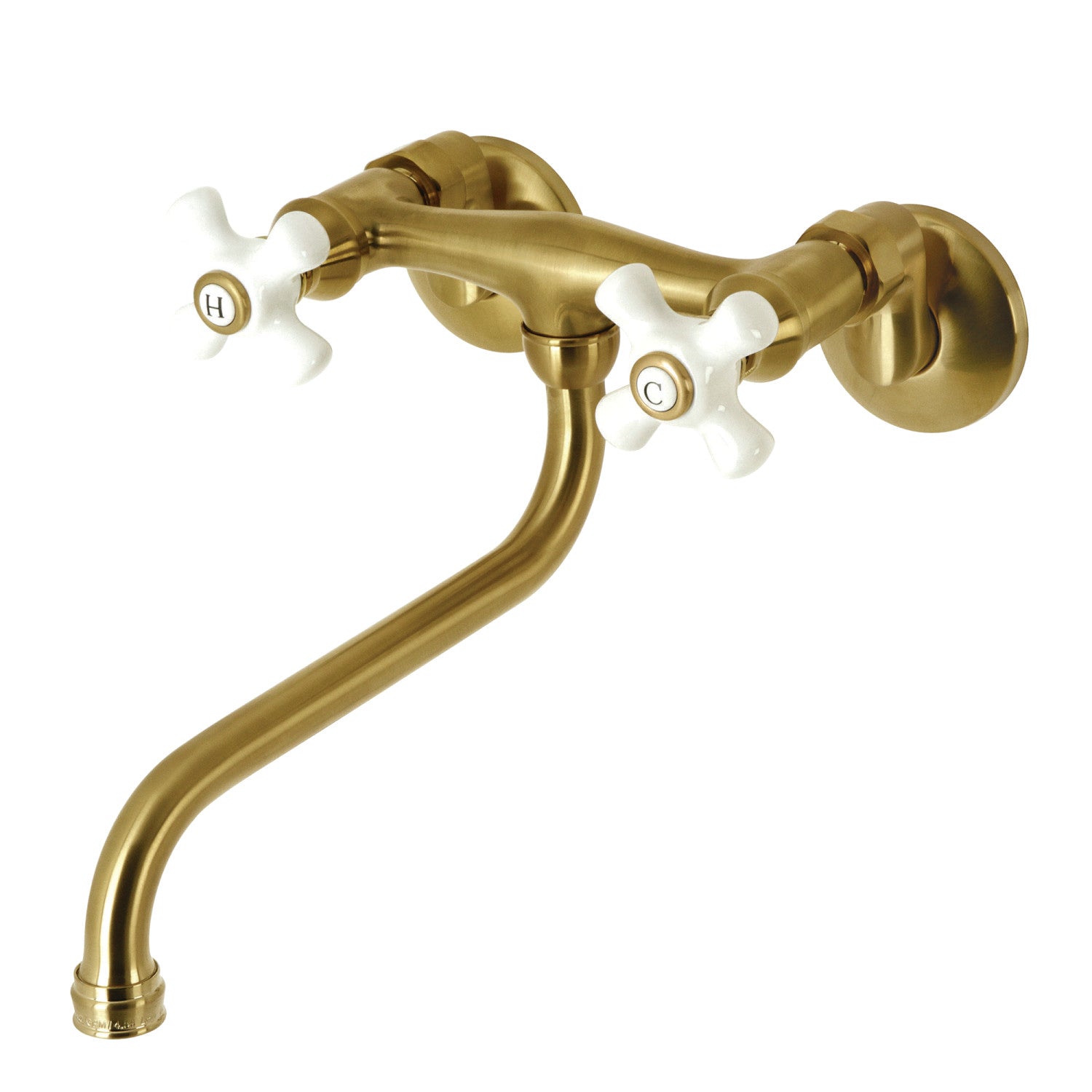 Kingston Heirloom KS615SB - Kingston Double-Handle 2 trous Robinet de salle de bains mural, laiton brossé