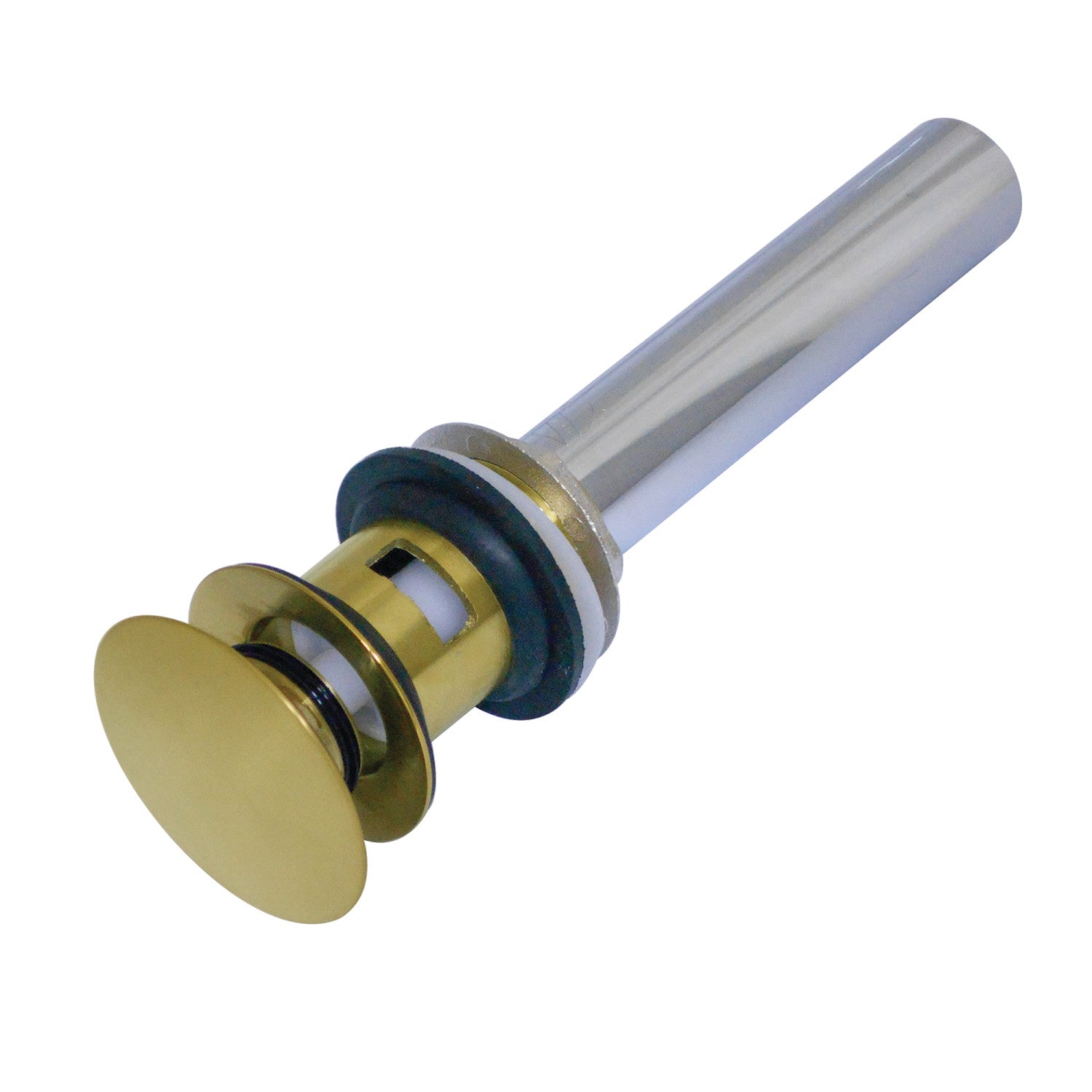 Kingston Sona EV6007 - Trimscape Brass Push Pop-Up Bathroom Sink Drain with Overflow, 22 Gauge, Brushed Brass