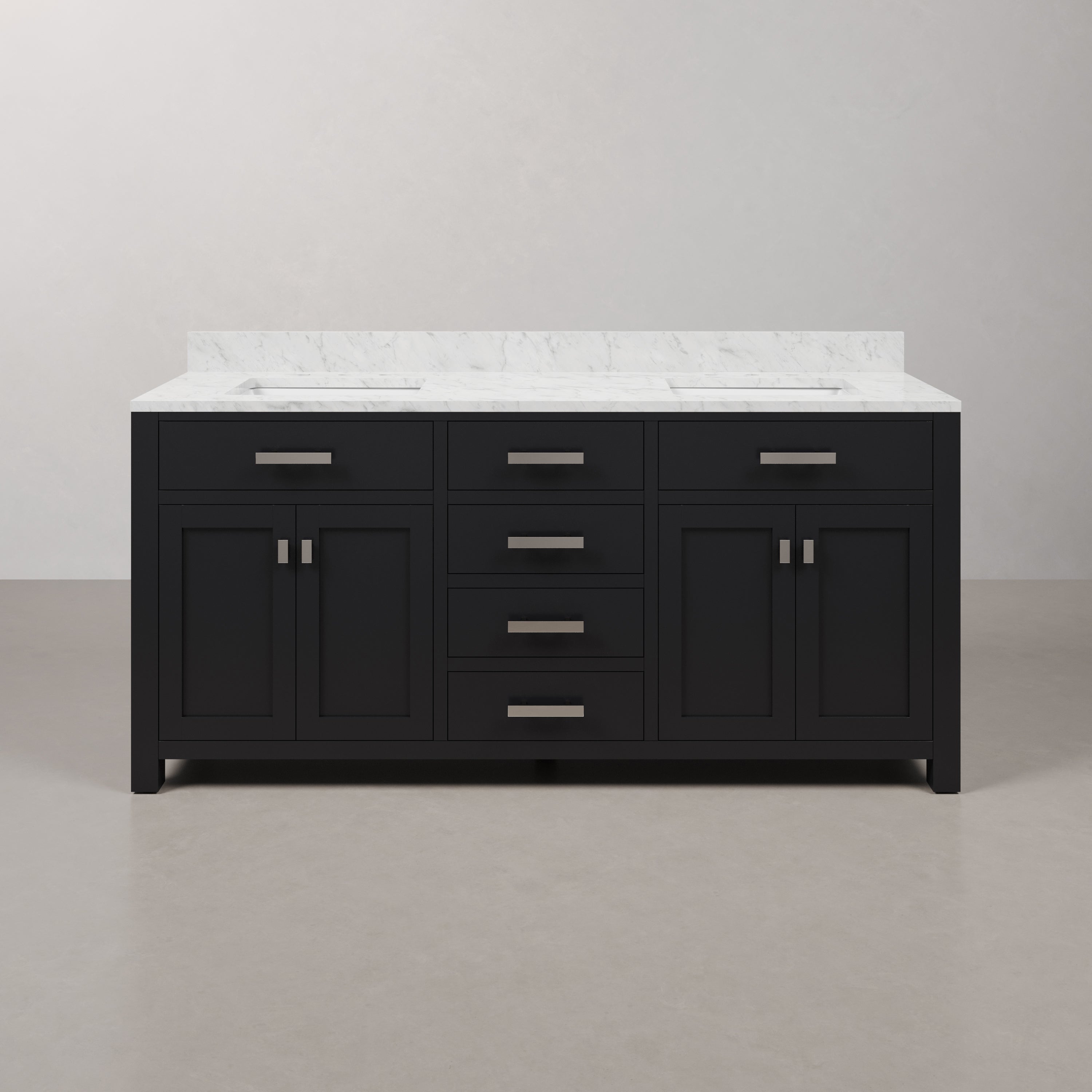 Kingston Luxe MS72CW01ES - 72 in. x 21.5 in. Bathroom Vanity Double Sink with Carrara White Marble Top, Espresso