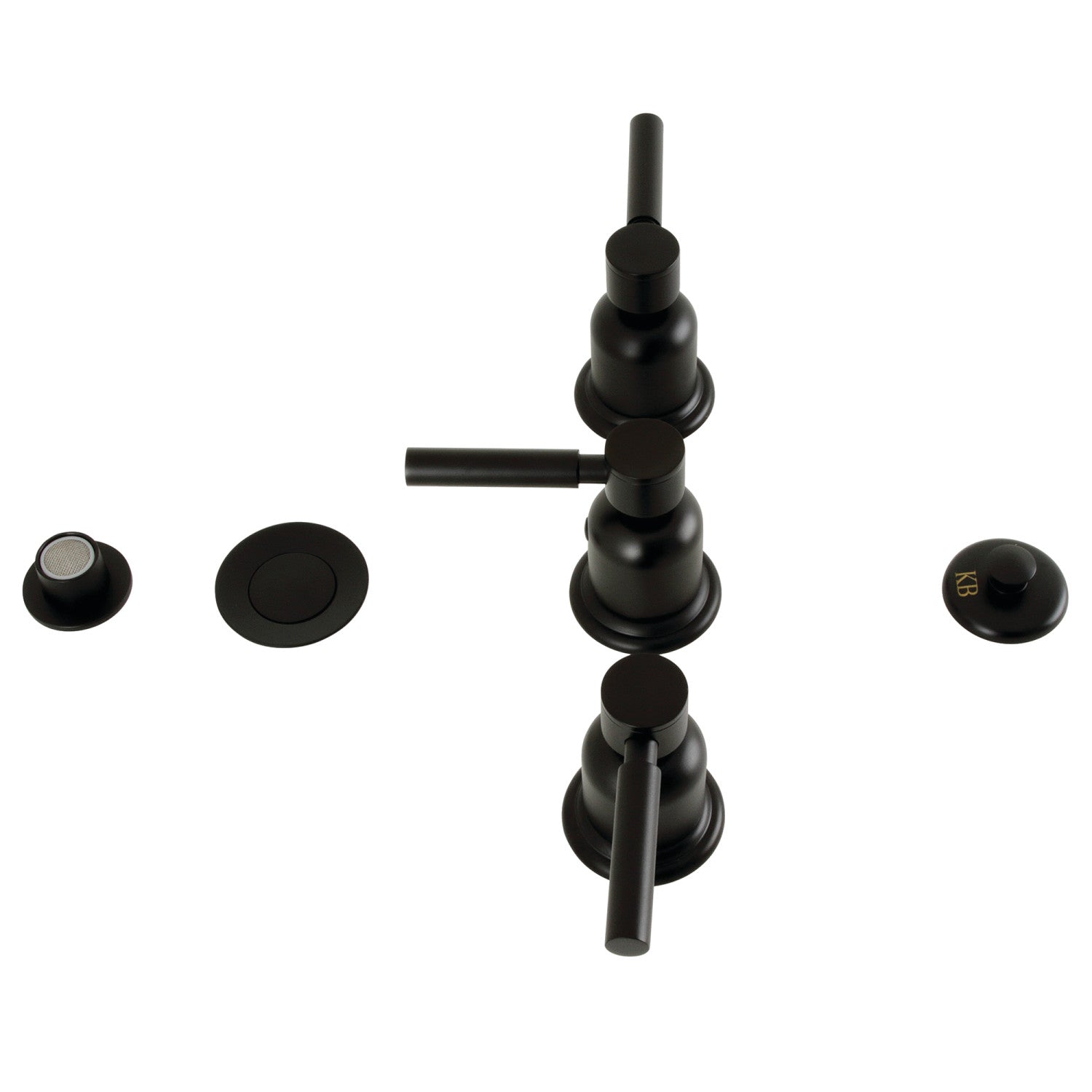Kingston Sona KB6320DL - Robinet de bidet vertical à trois poignées Concord, en laiton, noir mat