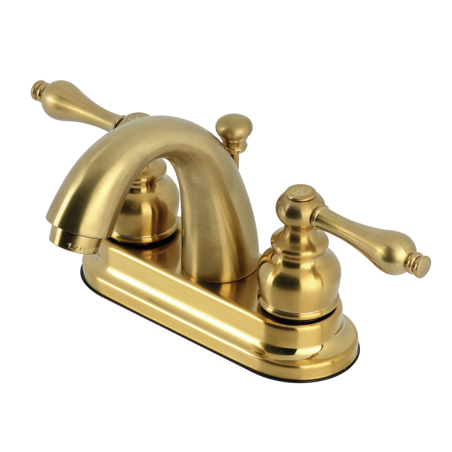 Kingston Heirloom KB5617AL - Restoration Double-Handle 3 trous montage sur plage 4-Inch Centerset Robinet de salle de bain avec drain à tirette, laiton brossé