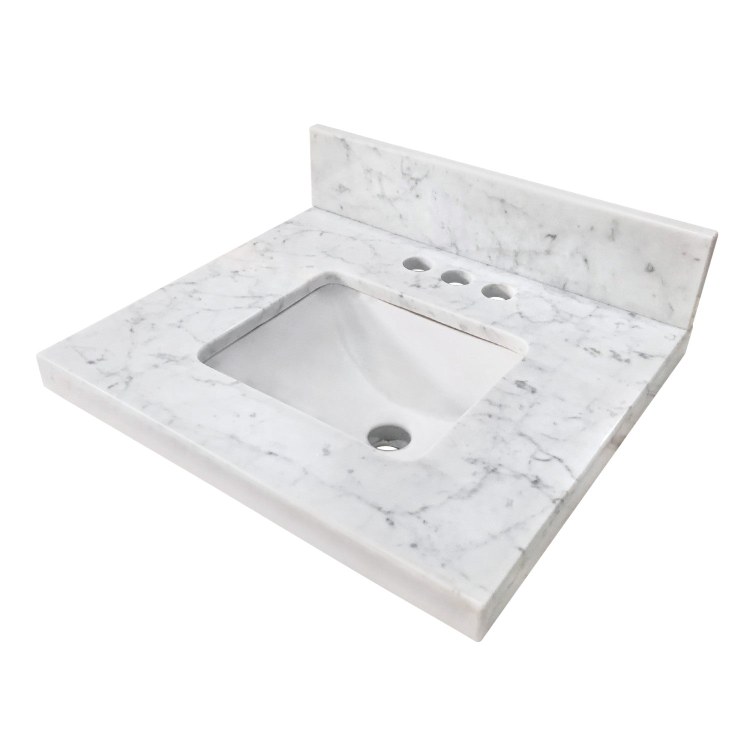 Kingston Tulare KVPB1917M34SQ - Fredrickson 19-Inch Carrara Marble Vanity Sink Top (4" Faucet Drillings), Carrara White