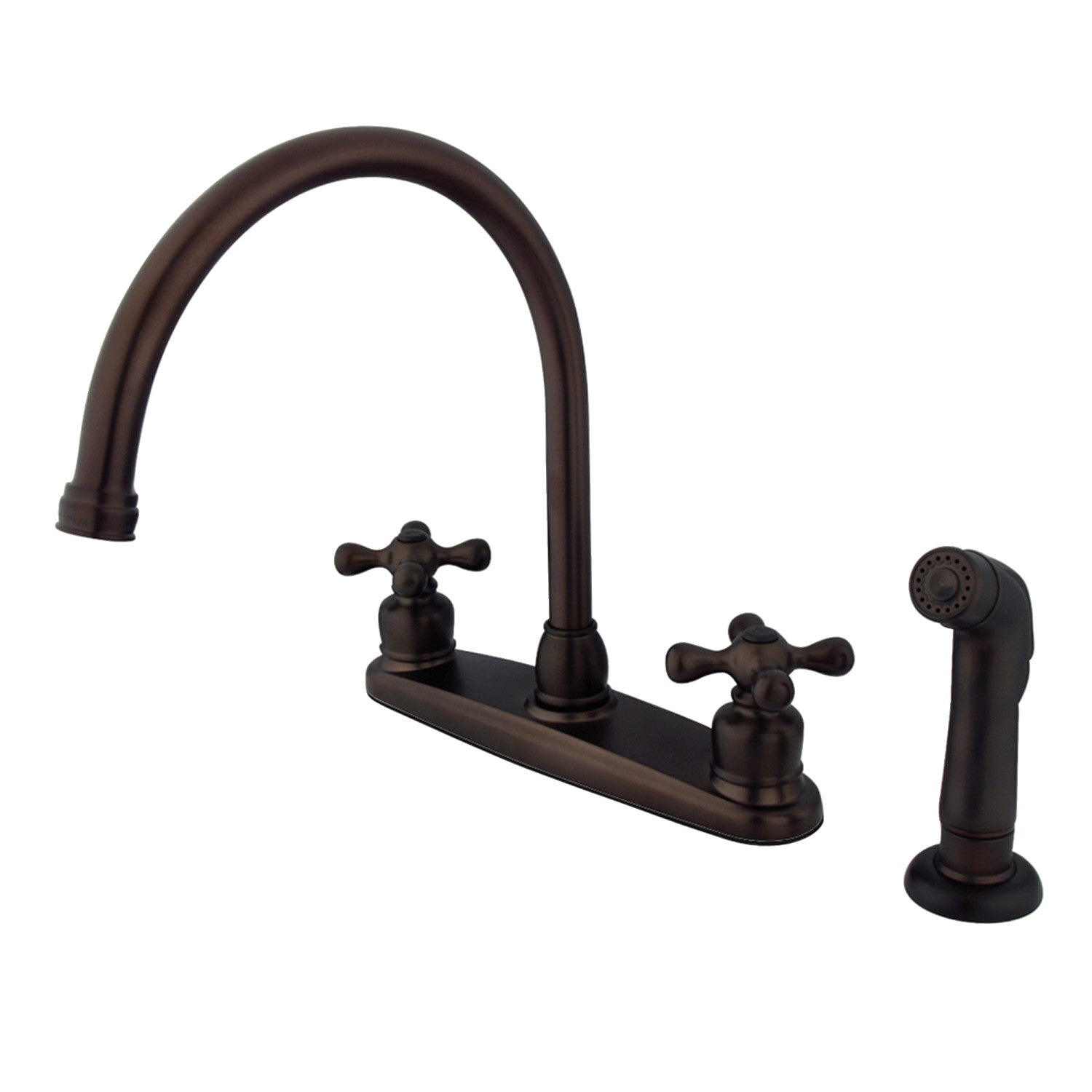 Kingston Heirloom KB725AXSP - Vintage deux poignées 4 trous 8" Centerset robinet de cuisine avec pulvérisateur latéral, huile frotté Bronze