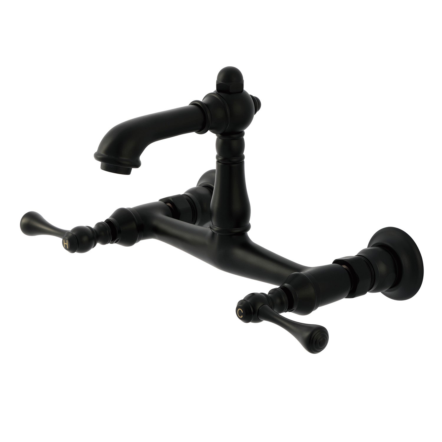 Kingston Heirloom KS7250BL - Robinet de salle de bains à double poignée de pays anglais 2 trous, noir mat