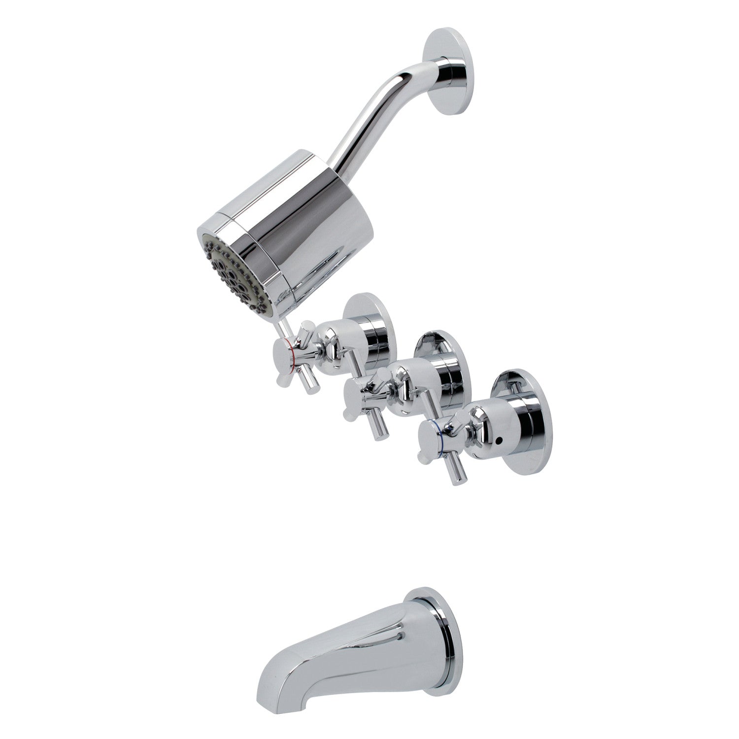 Kingston Sona KBX8131DX - Robinet de baignoire et de douche à triple poignée Concord, chrome poli