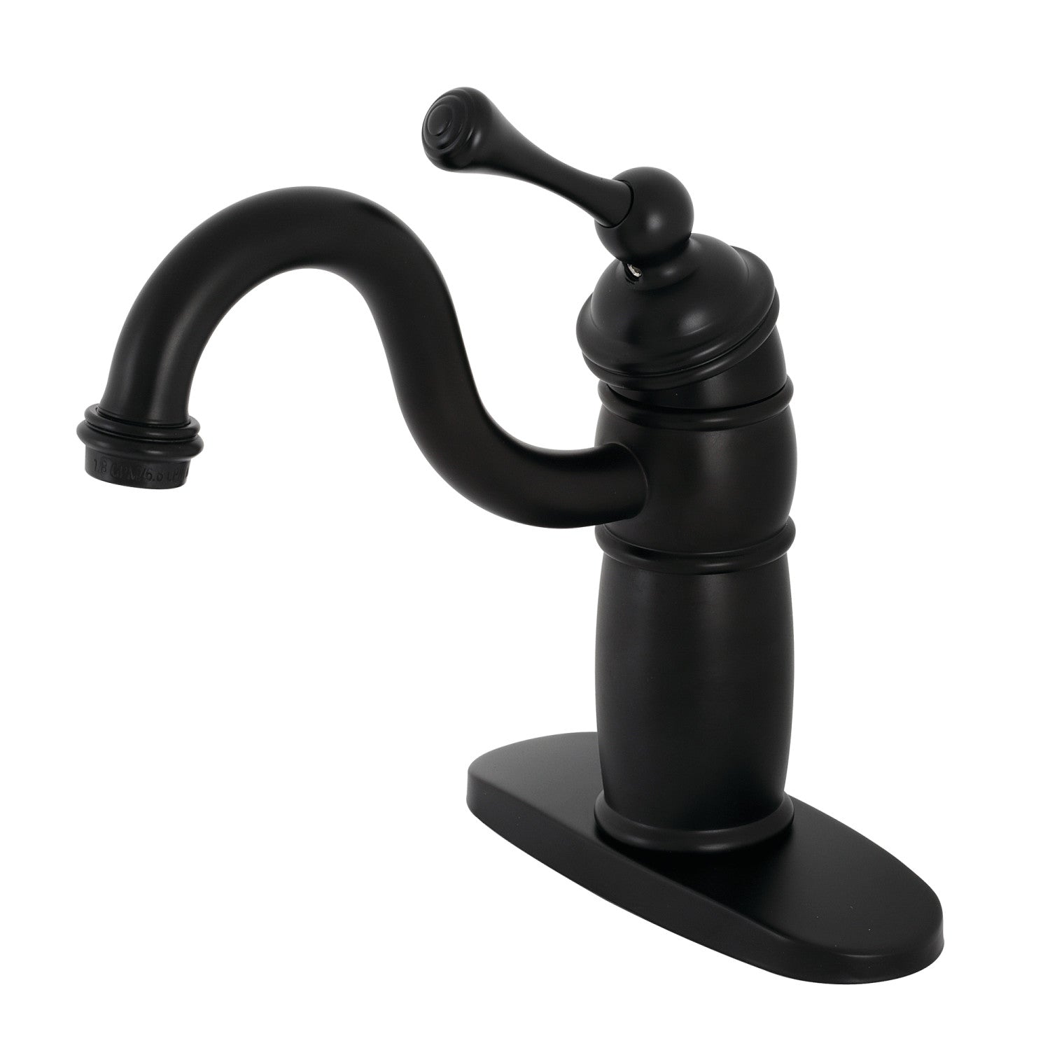 Kingston Heirloom KB1480BL - Robinet de bar à une poignée vintage 1 trou, noir mat