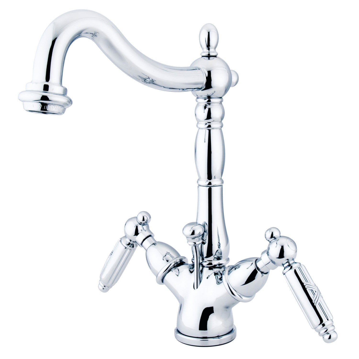 Kingston Heirloom KS1431GL - Victorian Double-Handle 1-or-3 Trou montage sur plage 4-Inch Centerset Robinet de salle de bains avec laiton à tirette, poli Chrome