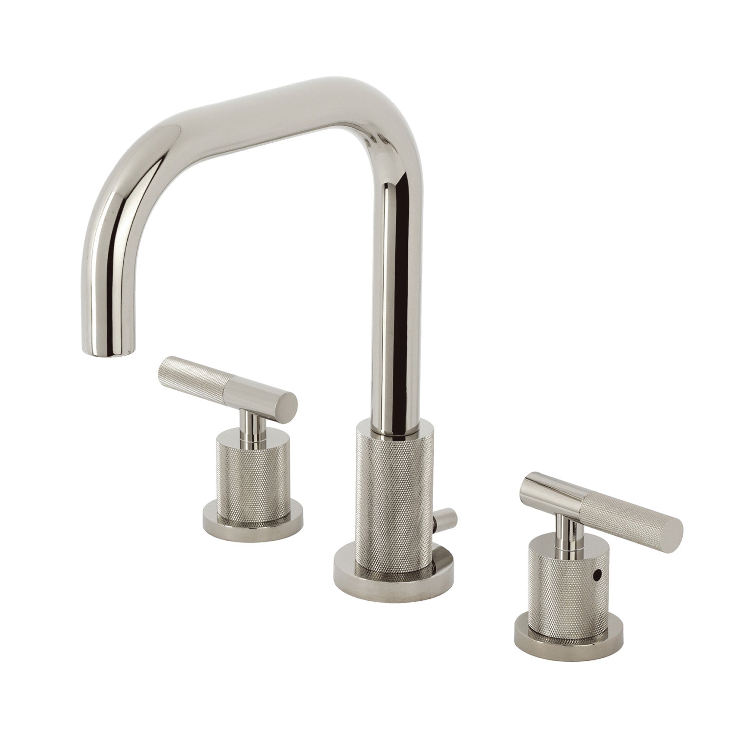 Kingston Sona FSC8939KNL - Robinet de salle de bains polyvalent à deux poignées convergentes 3 trous avec poignée moletée et à tirette en laiton, nickel poli