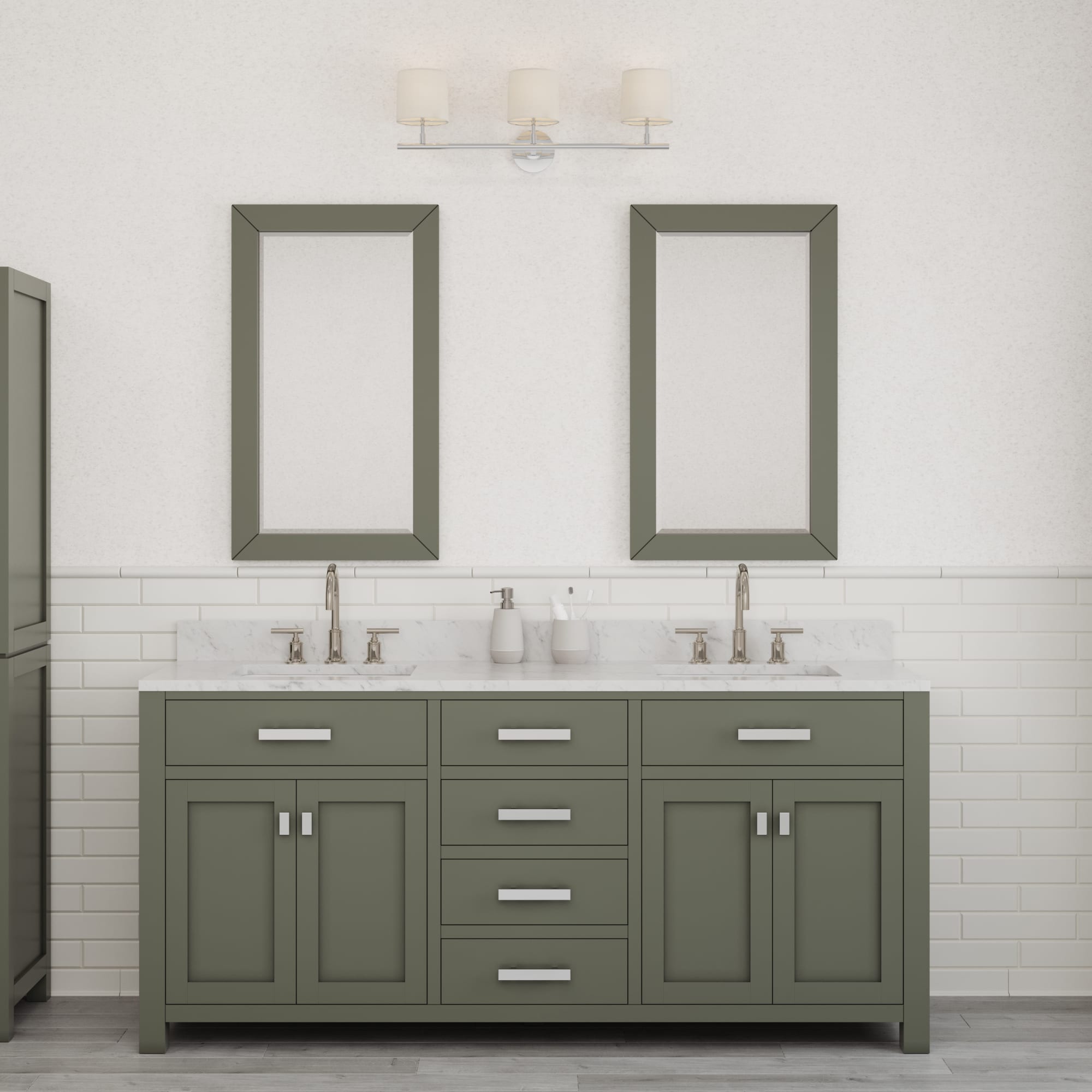 Kingston Luxe MS72CW01GN - 72 in. x 21.5 in. Bathroom Vanity Marble Top and White Basin, Glacial Green