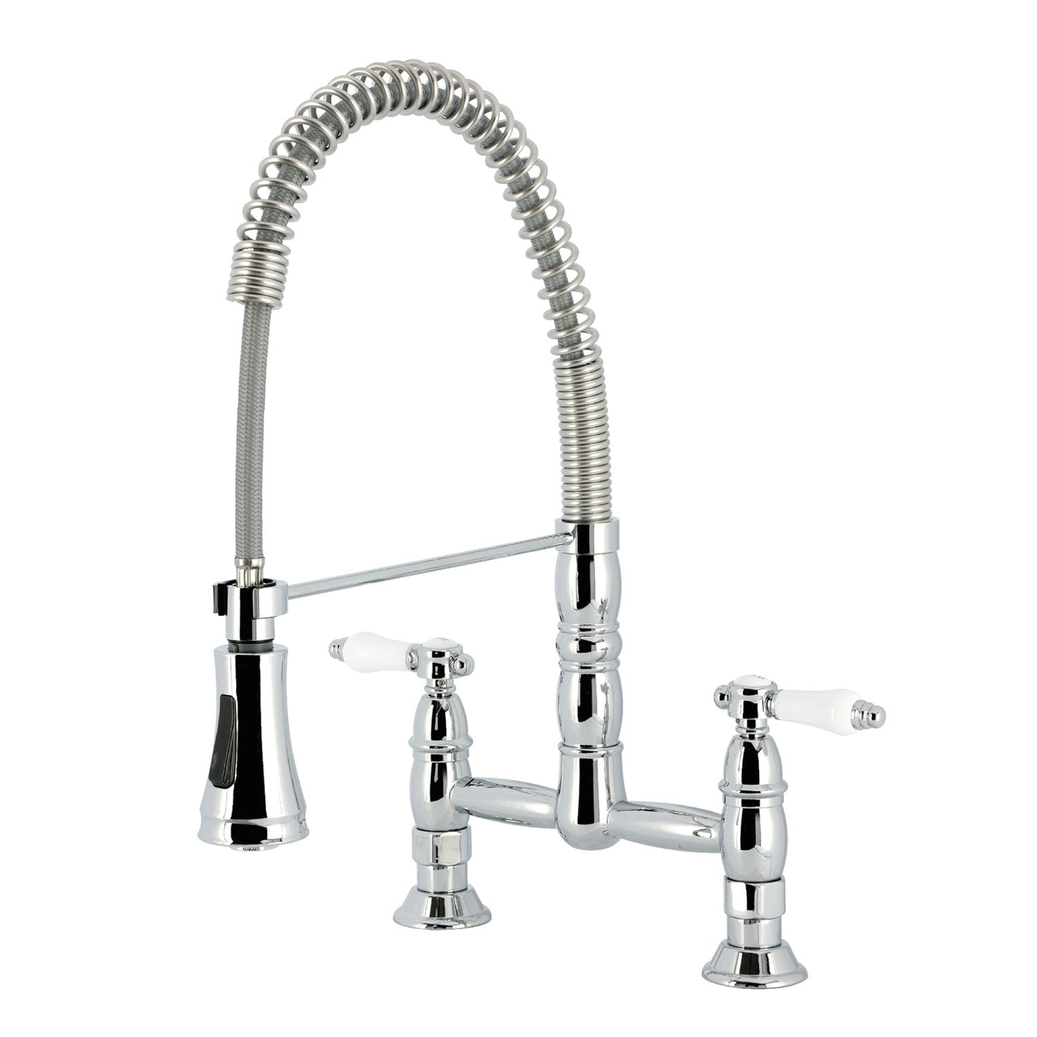 Kingston Tulare GS1271BPL - Bel-Air Double-Handle 2 trous montage sur plage Pré-Rinçage Pont Robinet de cuisine, Chrome poli