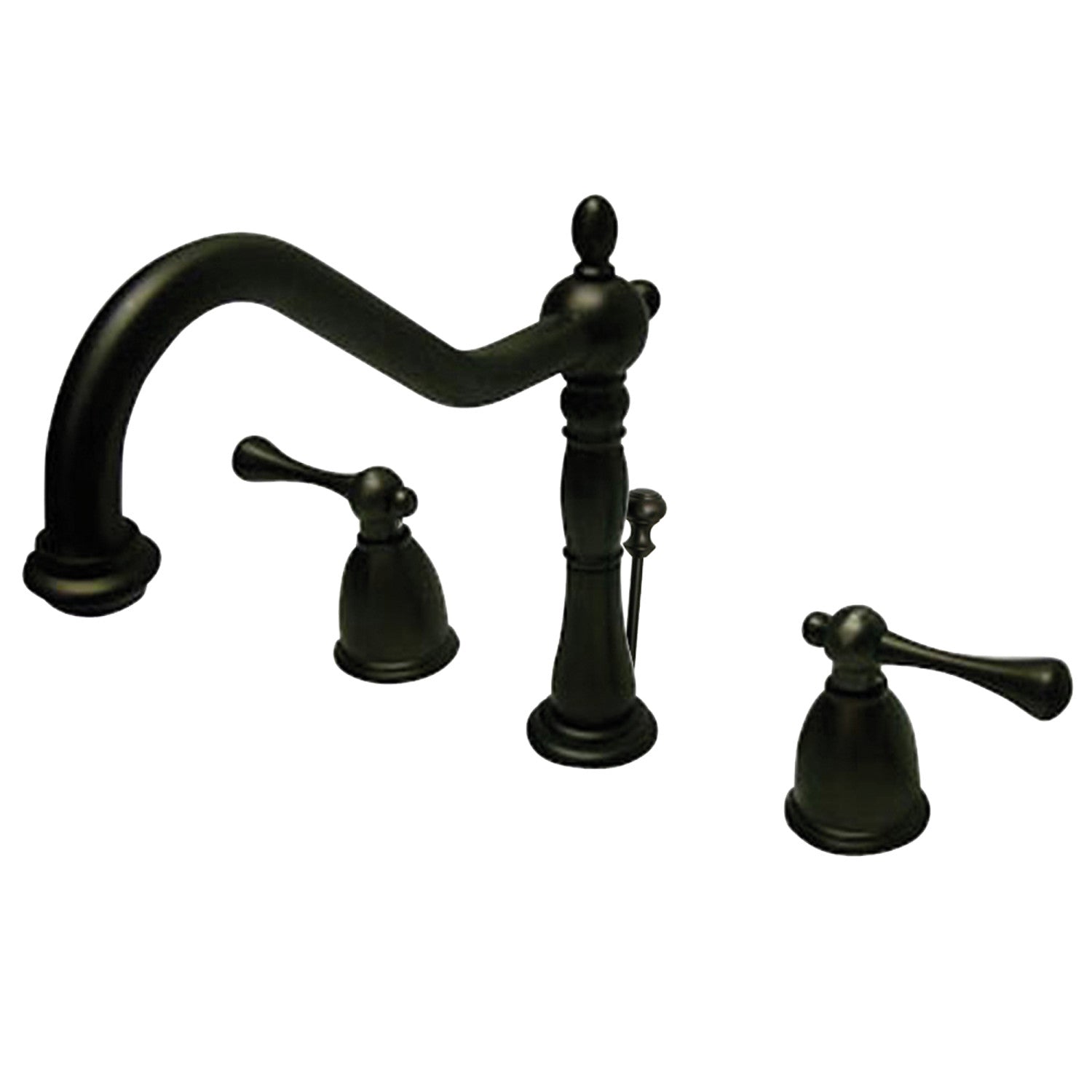 Kingston Heirloom KB7975BL - Robinet de salle de bains à grande échelle à deux poignées vintage anglais 3 trous Mount avec drain à tirette, huile frotté Bronze